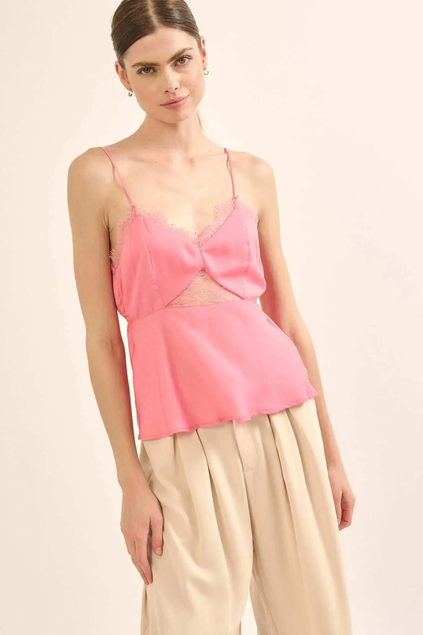 Feeling Pretty Satin and Lace Keyhole Cami Top sold by Promesa product image thumbnail 2