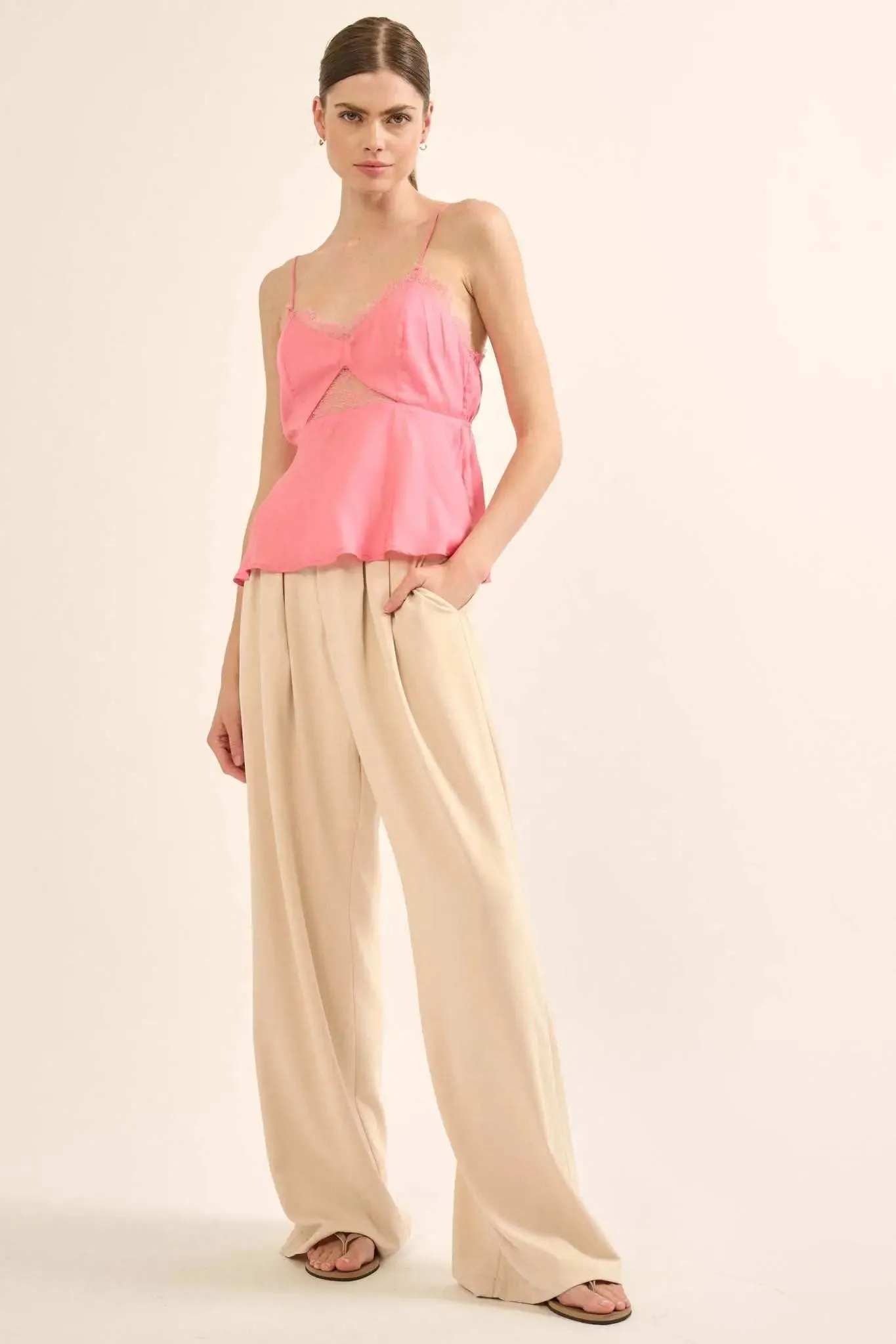 Feeling Pretty Satin and Lace Keyhole Cami Top sold by Promesa product image thumbnail 5