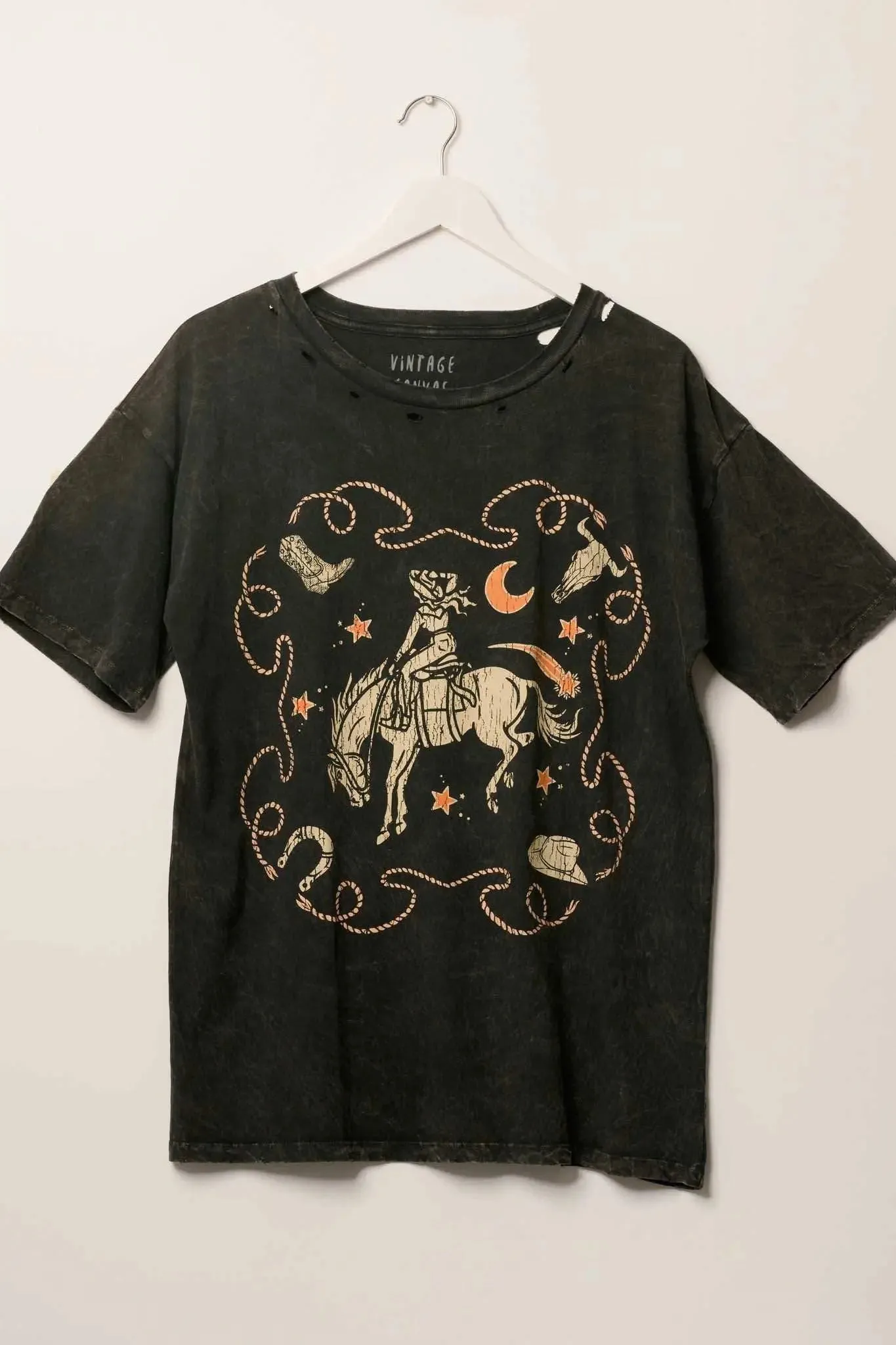 Rodeo Cowgirl Distressed Oversize Graphic Tee sold by Promesa