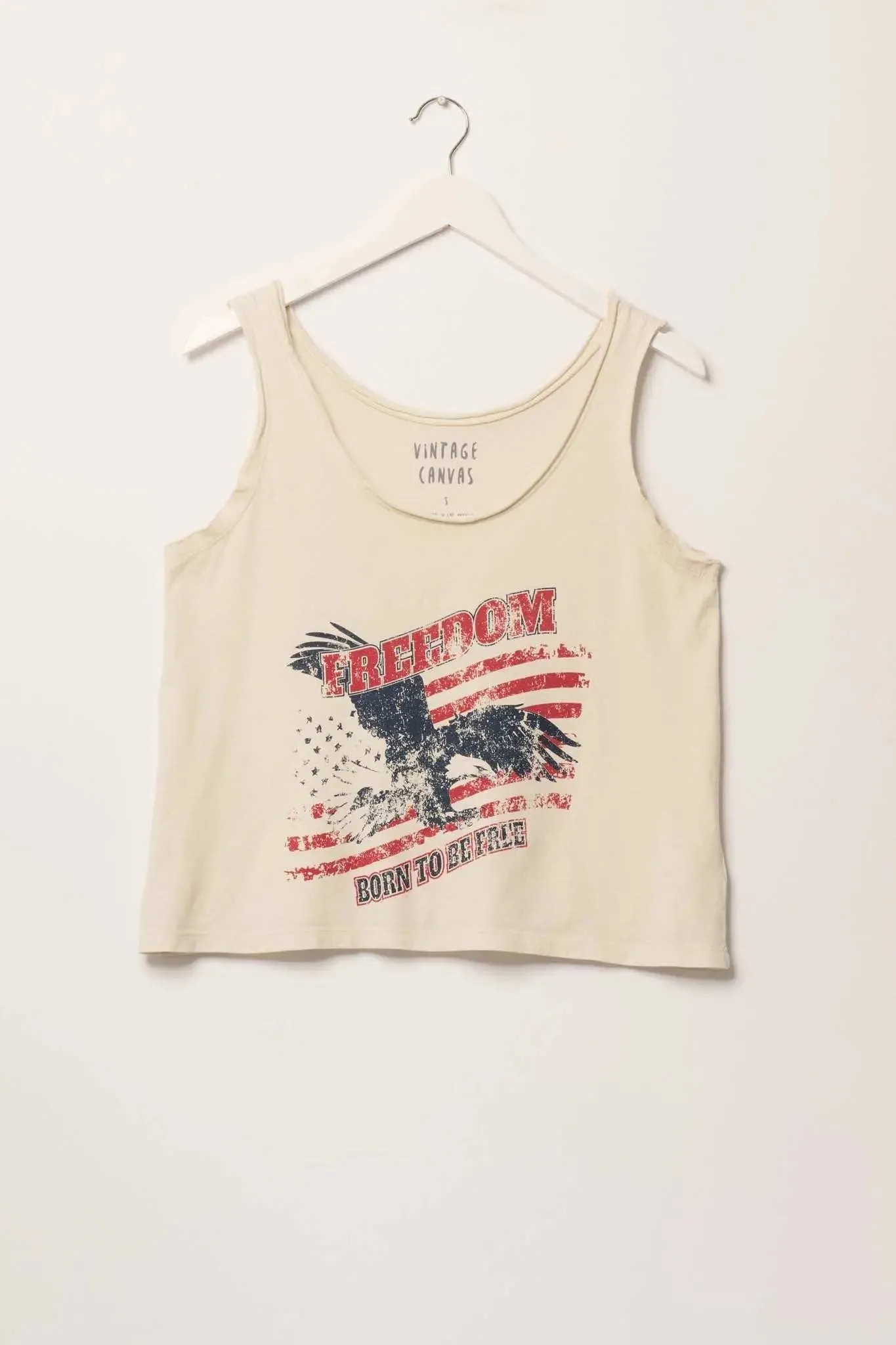Freedom Vintage-Wash Raw-Edge Graphic Tank Top sold by Promesa