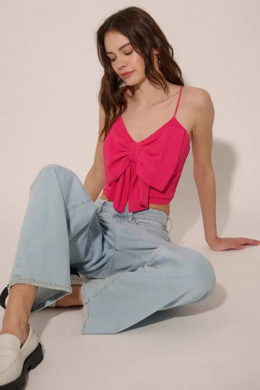 Party Girl Bow-Front Cropped Cami Top sold by Promesa