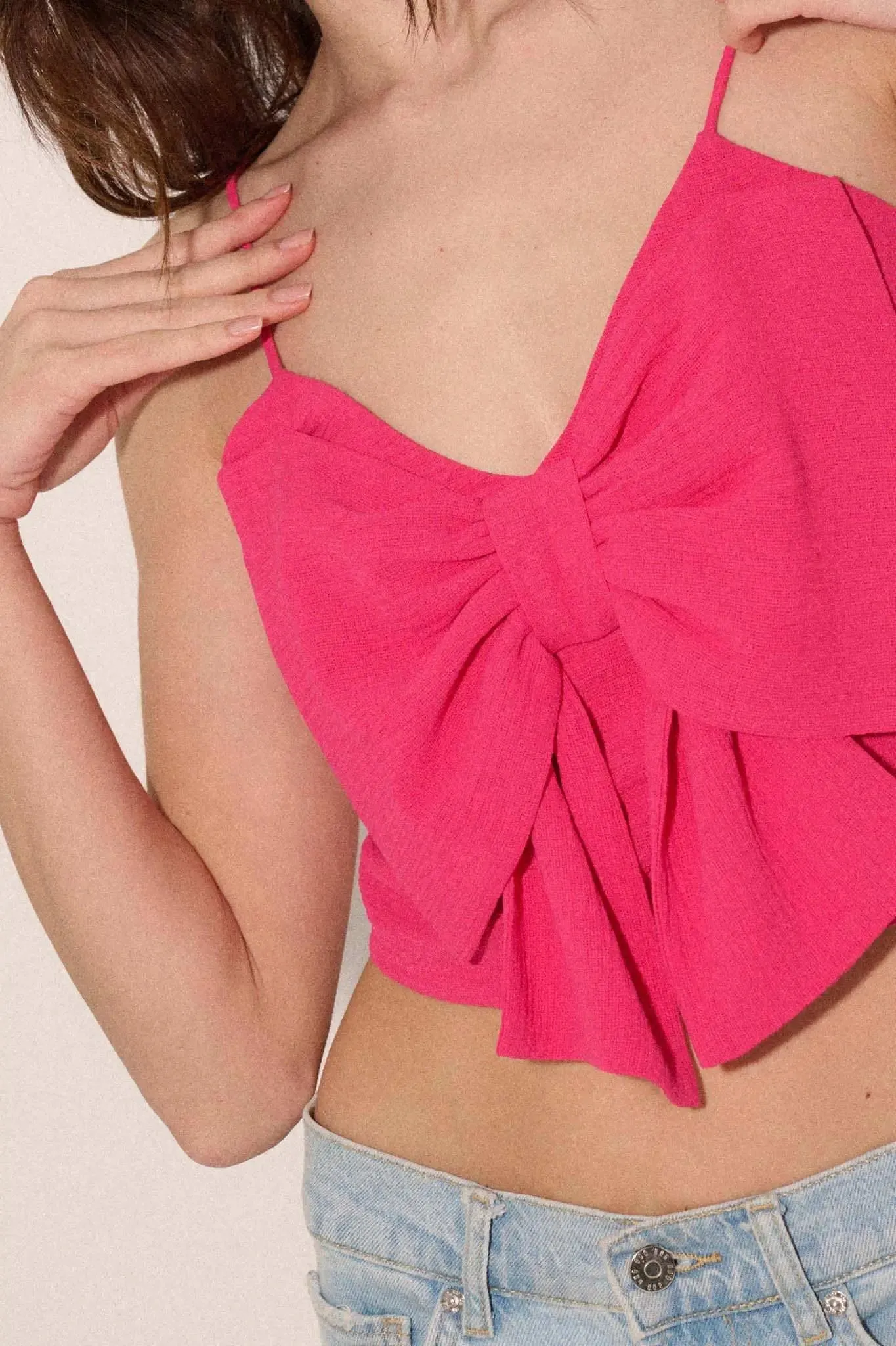 Party Girl Bow-Front Cropped Cami Top sold by Promesa product image thumbnail 4