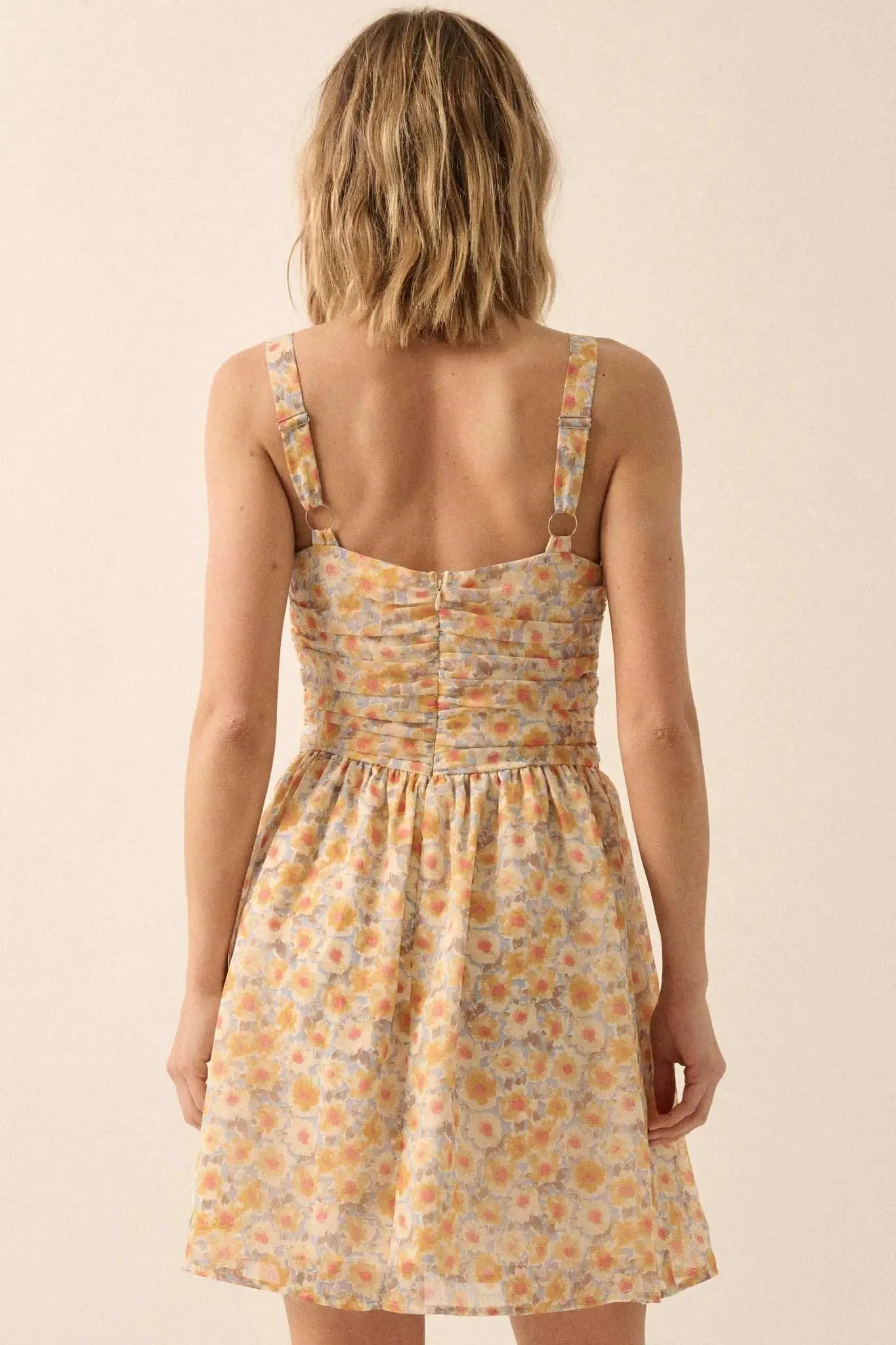 Rosy Romance Ruched Floral Chiffon Mini Sundress sold by Promesa product image thumbnail 2