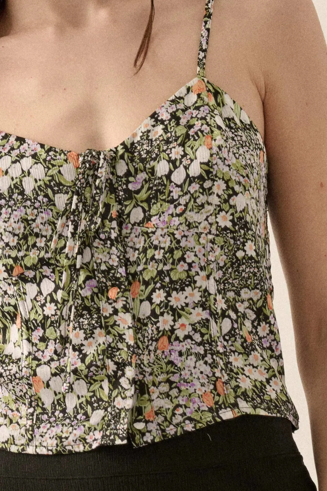 Garden of Love Floral Crepe Button-Front Cami Top sold by Promesa product image thumbnail 4