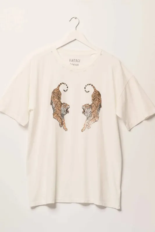 Terrific Tigers Oversized Distressed Graphic Tee sold by Promesa