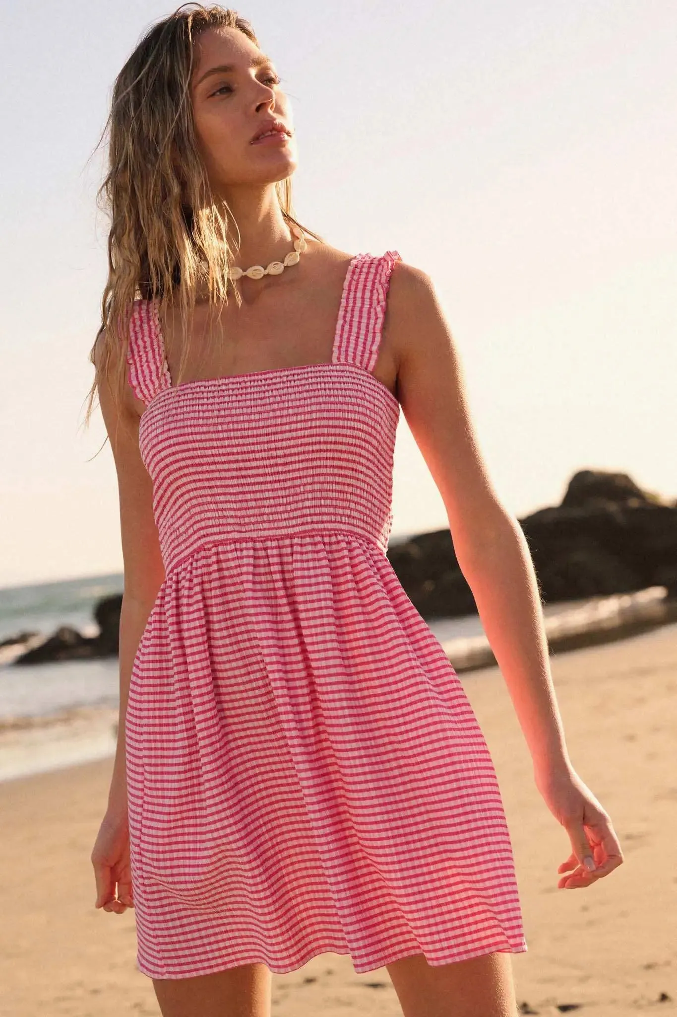 Sugar Rush Smocked Gingham Mini Sundress sold by Promesa product image thumbnail 5