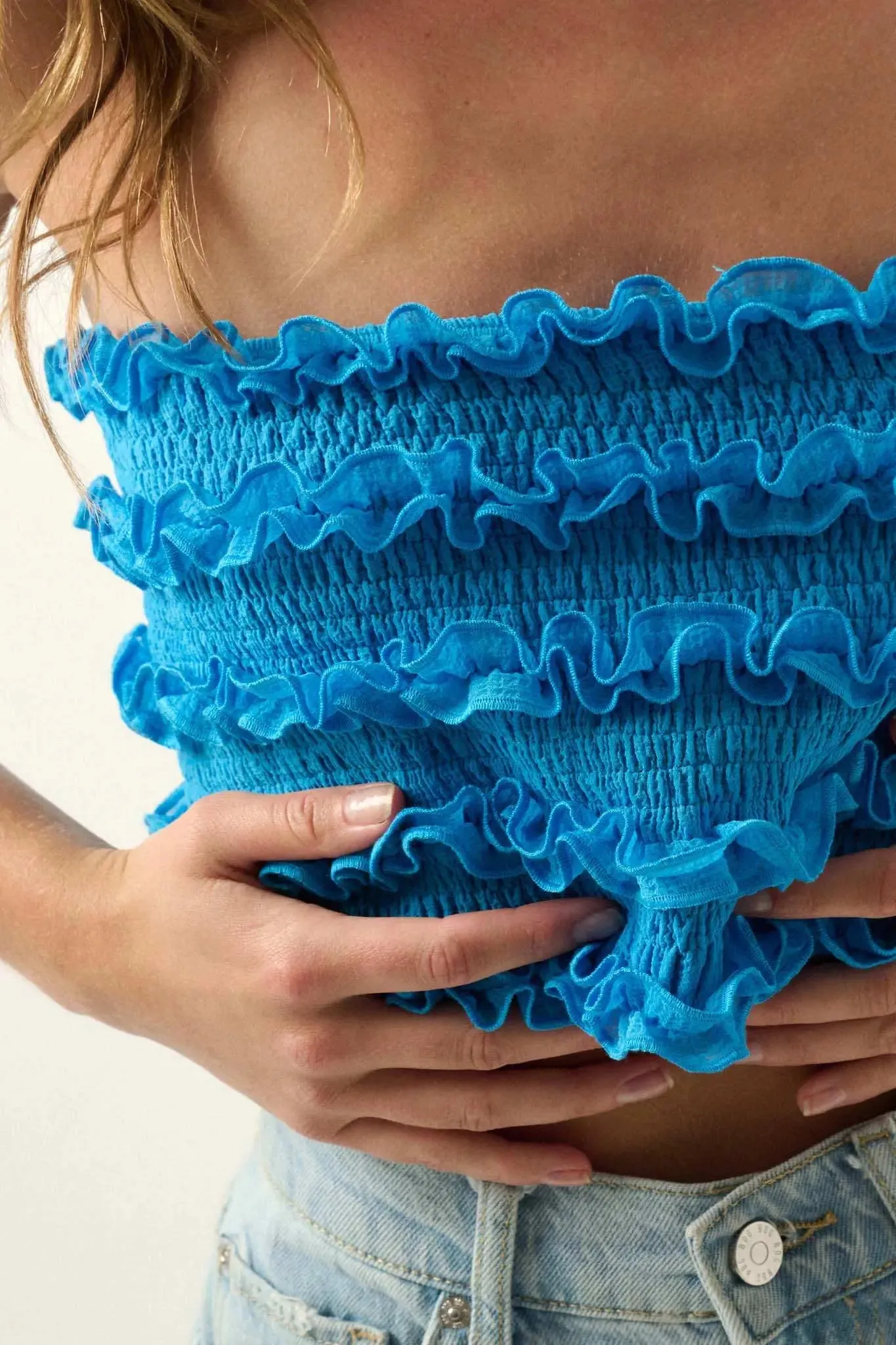 Pure Joy Smocked Ruffle Tube Top sold by Promesa product image thumbnail 4