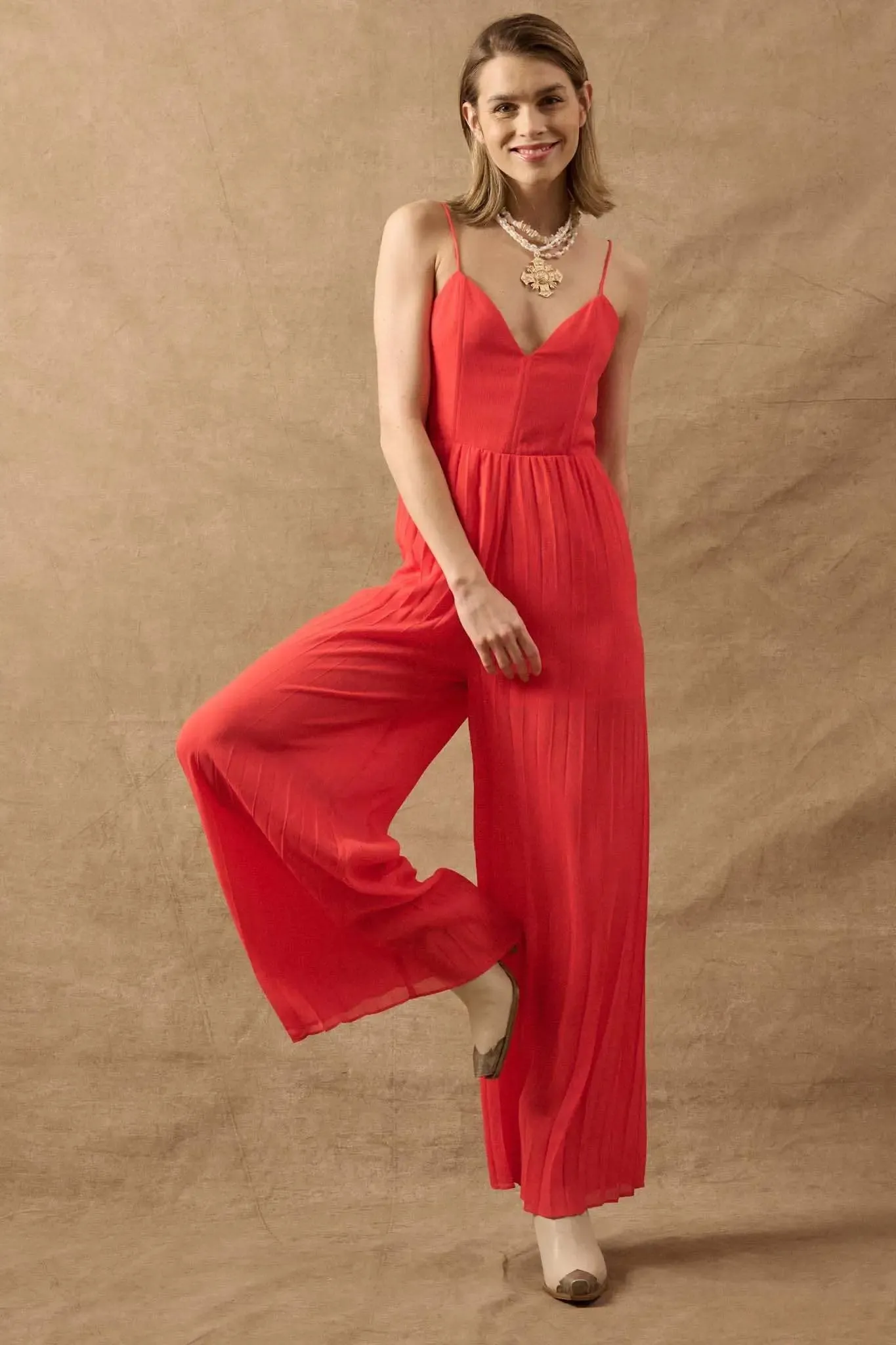 In Vogue Accordion Pleated Wide-Leg Corset Jumpsuit sold by Promesa product image thumbnail 5