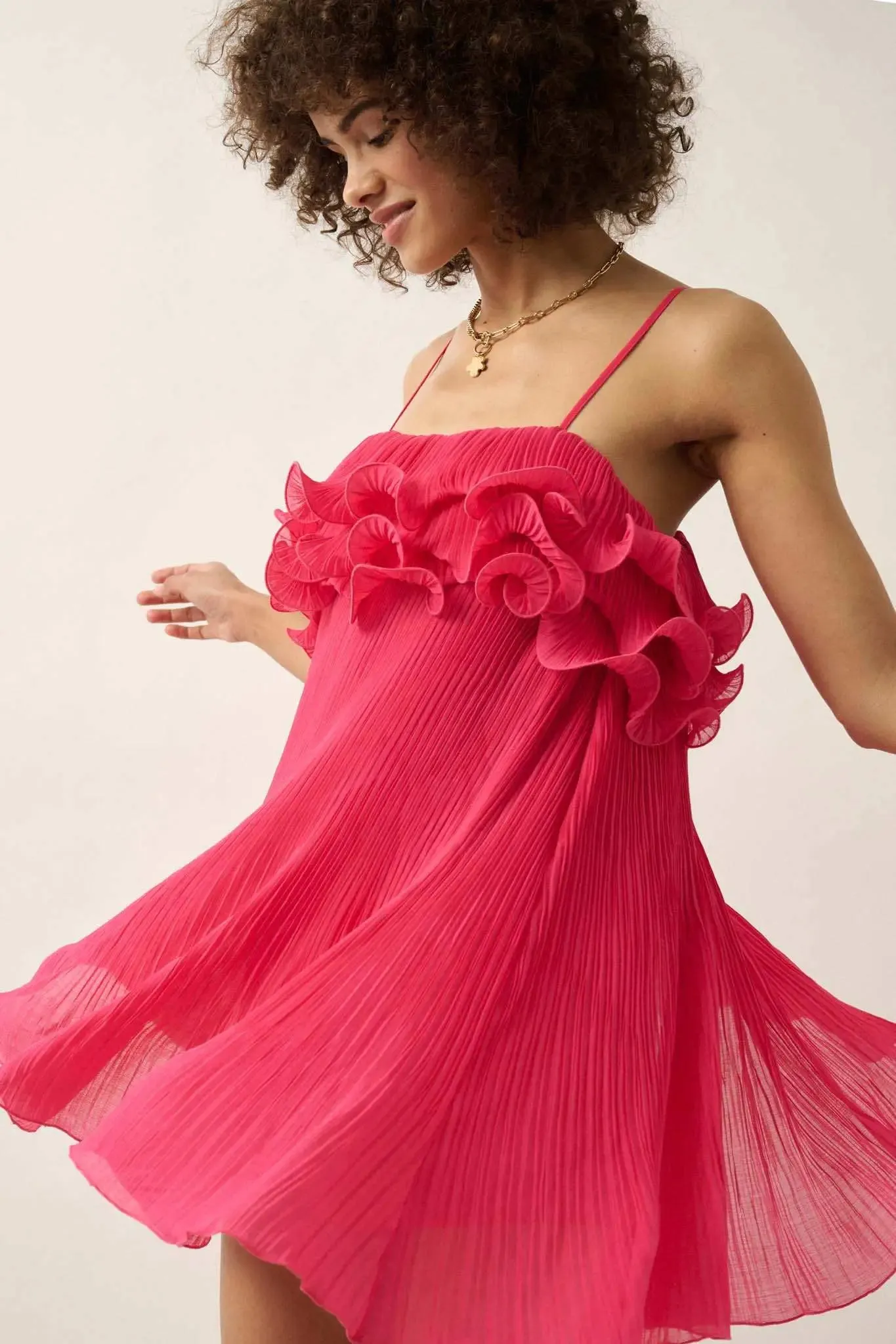 Fan Favorite Ruffled Accordion Pleated Mini Dress sold by Promesa product image thumbnail 5