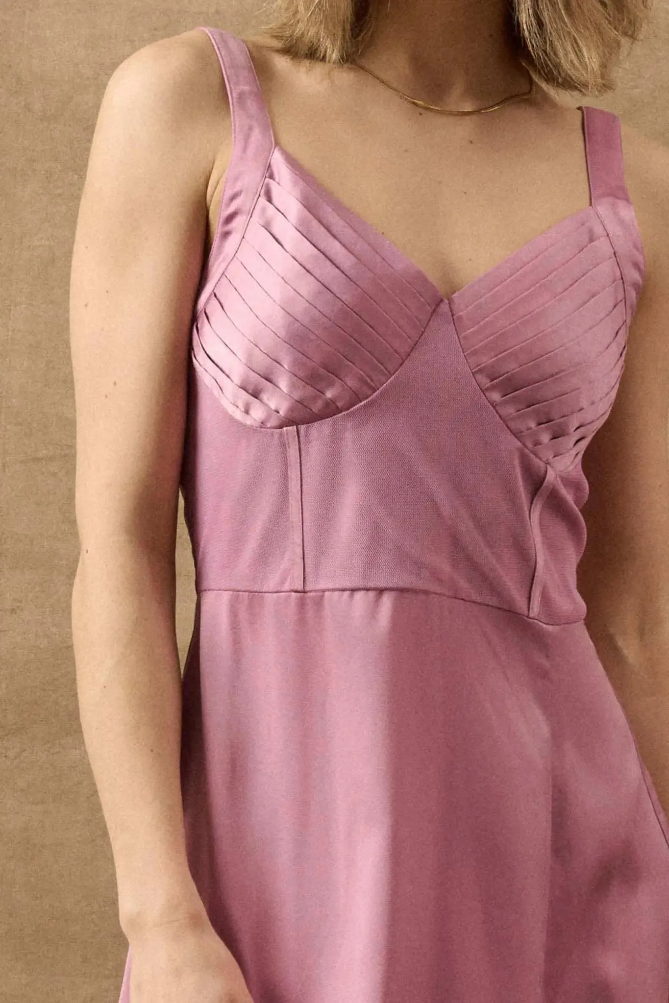 To the Nines Pleated Bodice Satin Midi Dress sold by Promesa product image thumbnail 3