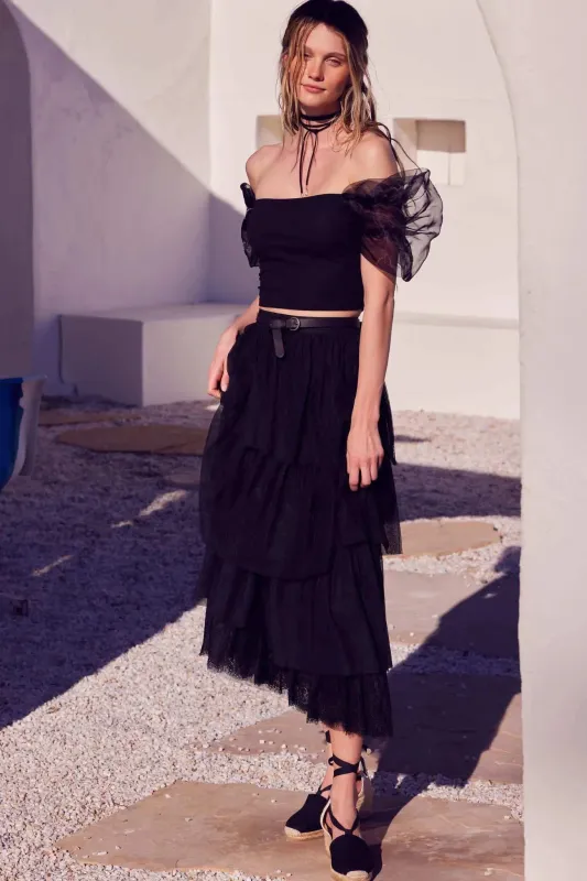 Among the Clouds Puff-Sleeve Off-Shoulder Crop Top sold by Promesa