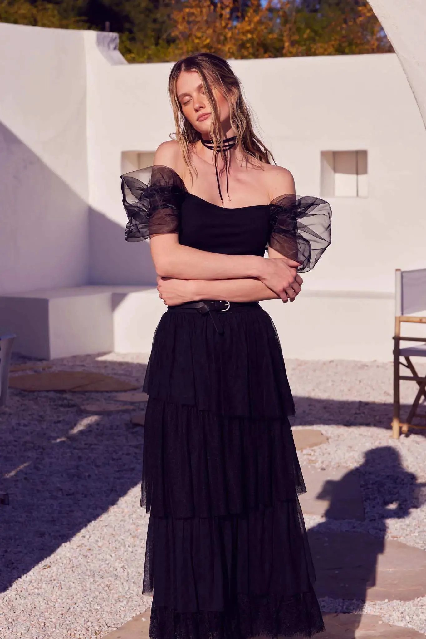 Among the Clouds Puff-Sleeve Off-Shoulder Crop Top sold by Promesa product image thumbnail 5