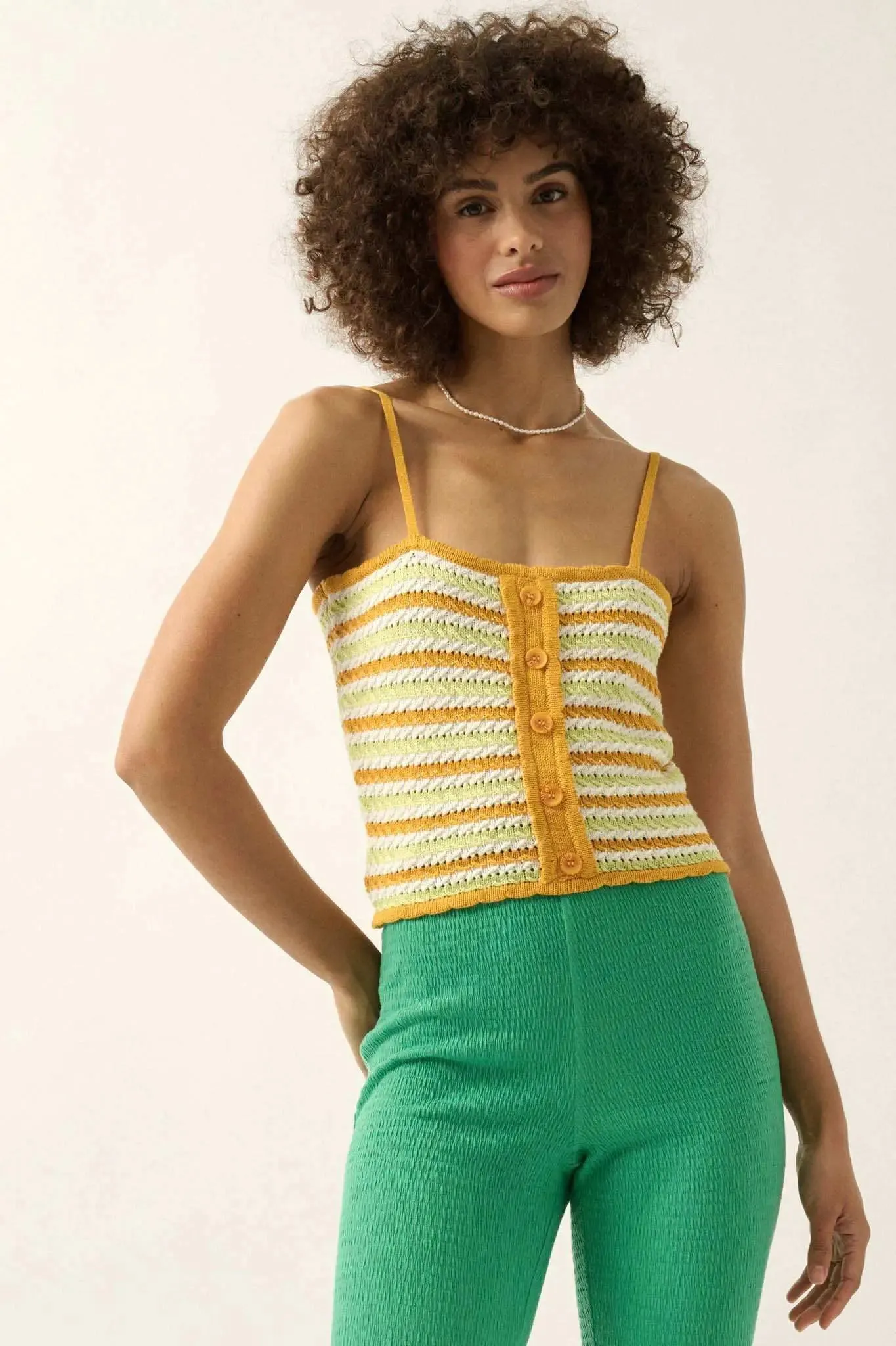 Summer Heat Striped Pointelle Knit Cami Top sold by Promesa product image thumbnail 3
