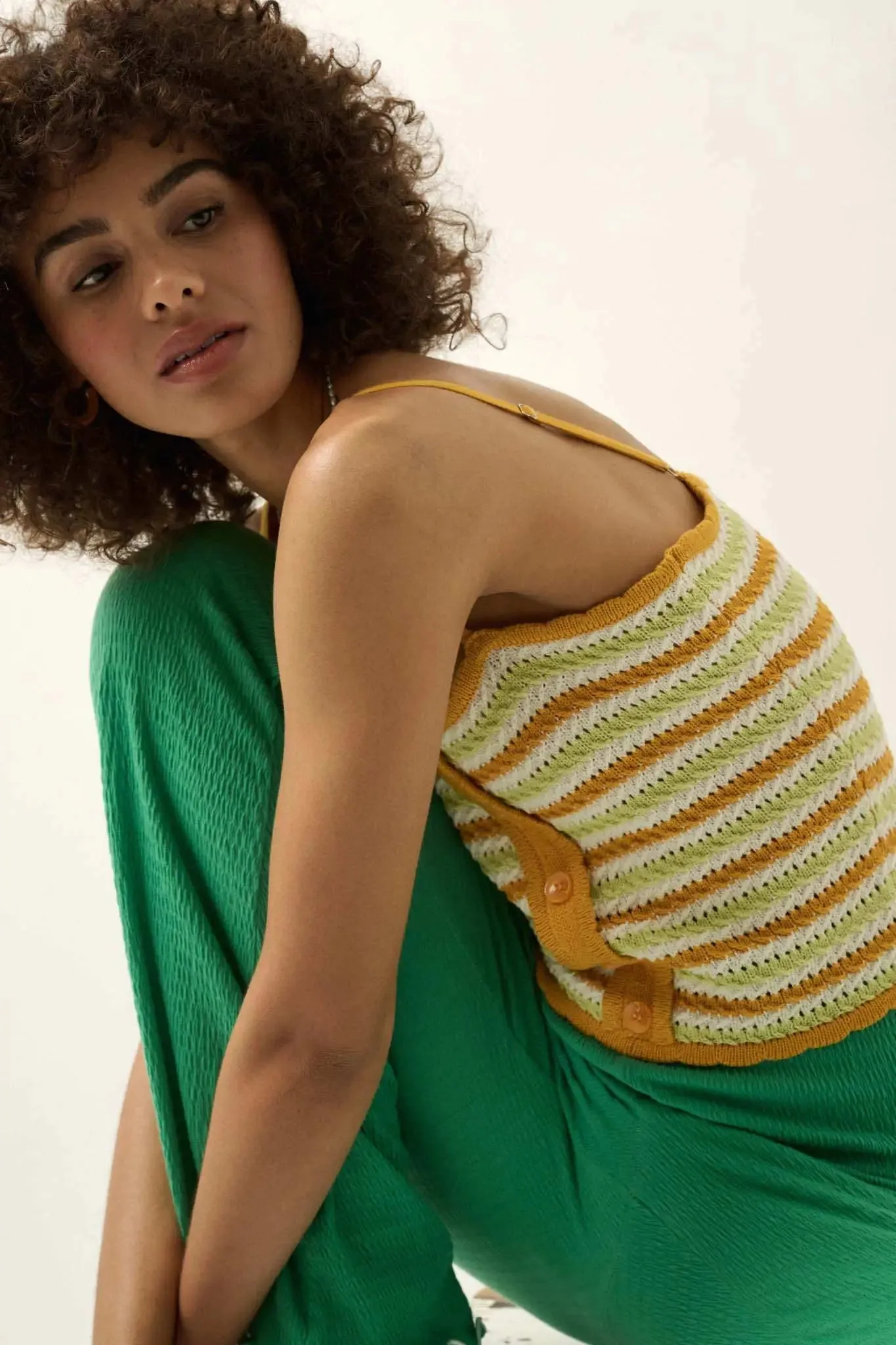 Summer Heat Striped Pointelle Knit Cami Top sold by Promesa product image thumbnail 2