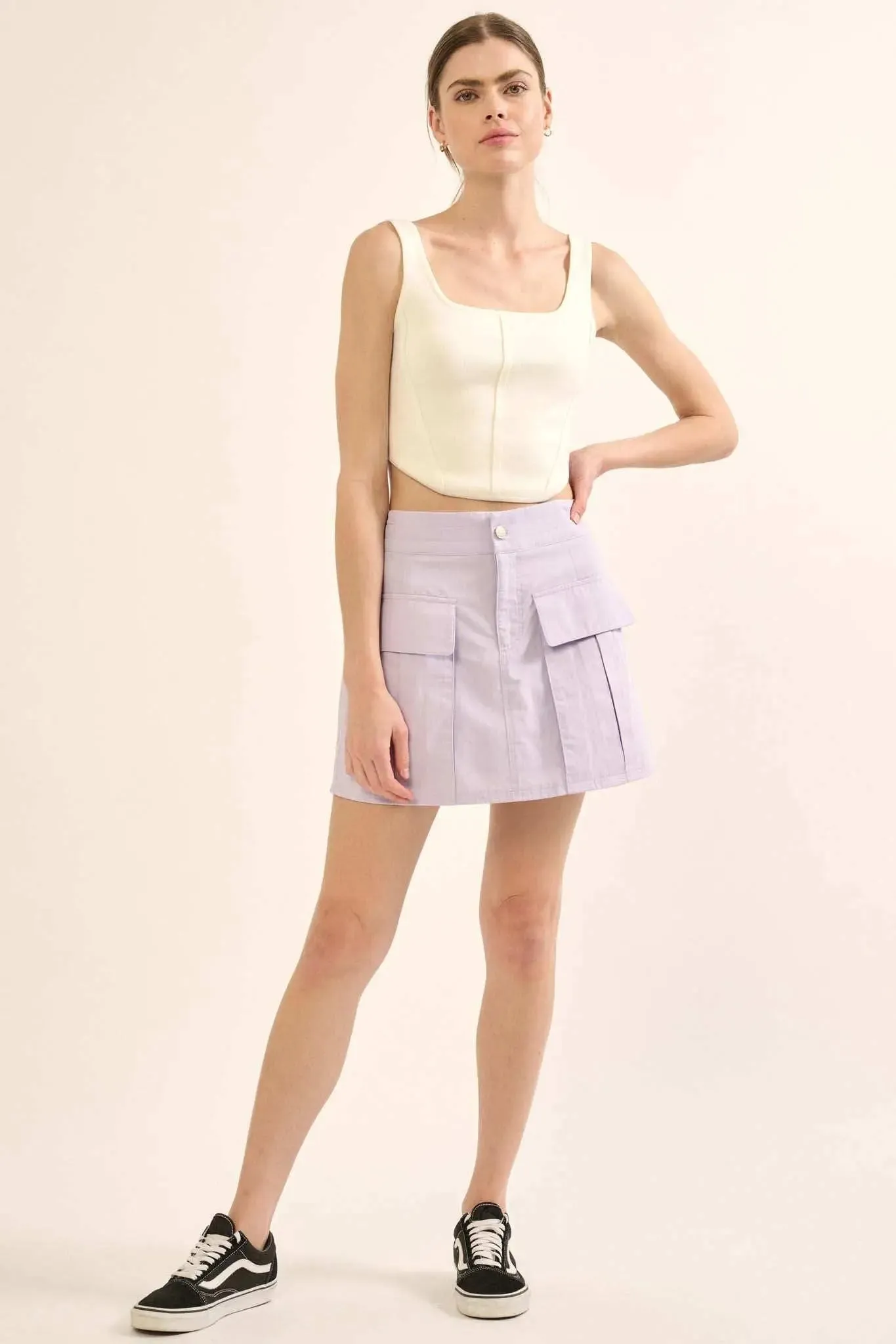 Step It Up Cotton Twill Cargo Mini Skirt sold by Promesa product image thumbnail 5
