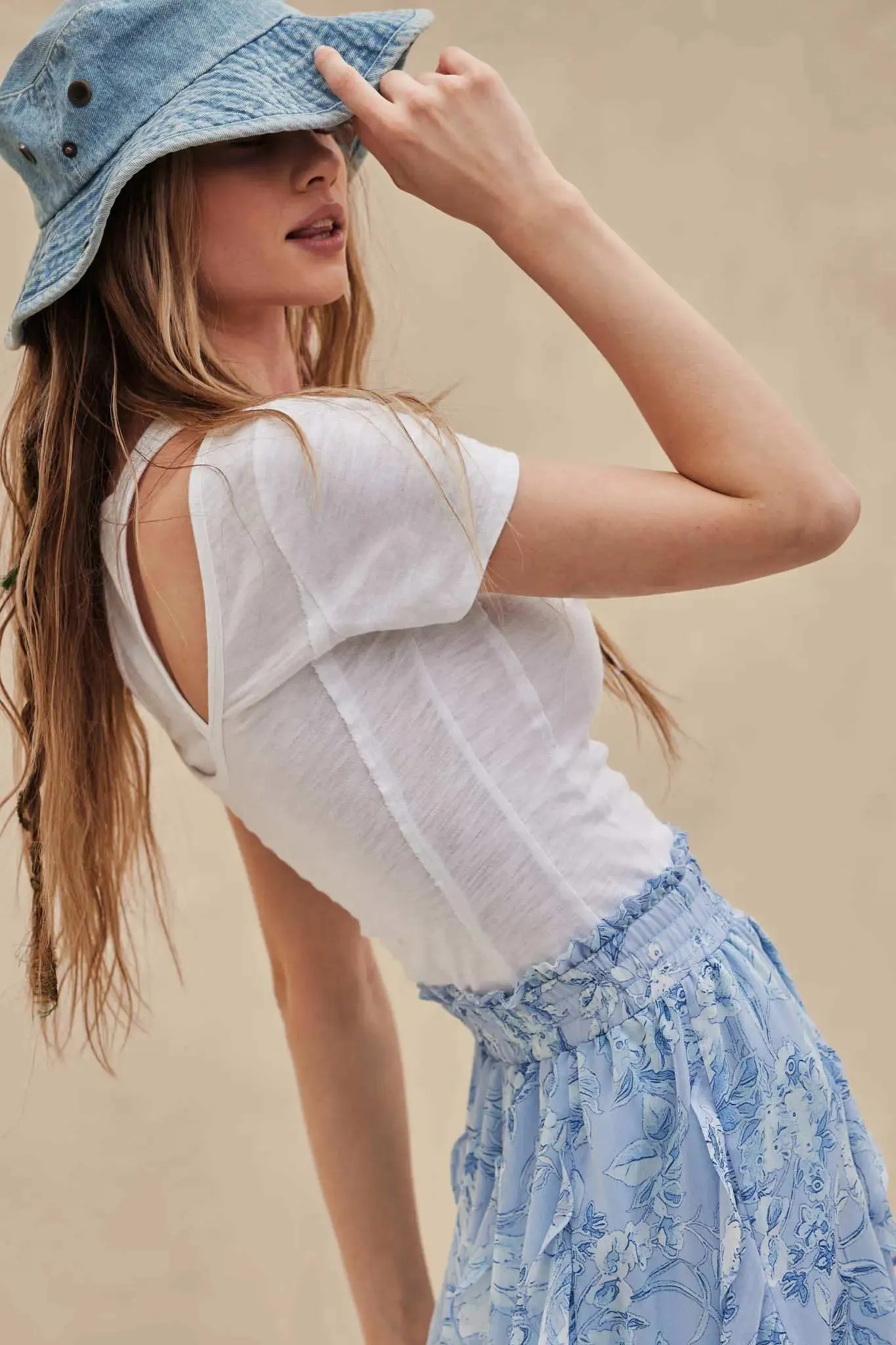 Easy Fit Exposed-Seam Cotton Slub Layered Tee sold by Promesa product image thumbnail 5