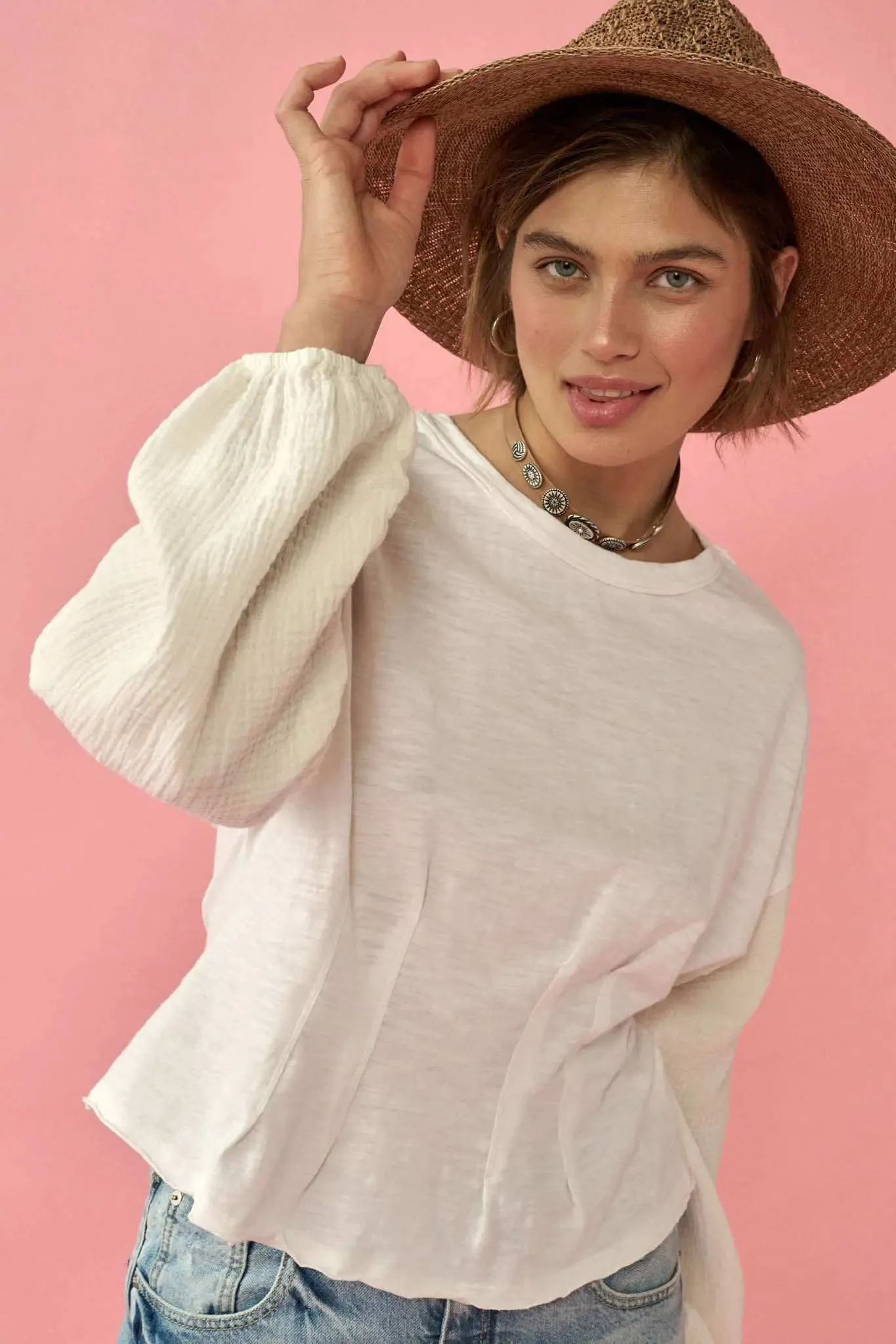 Hopeful Heart Mixed Media Pleated Long-Sleeve Top sold by Promesa product image thumbnail 5