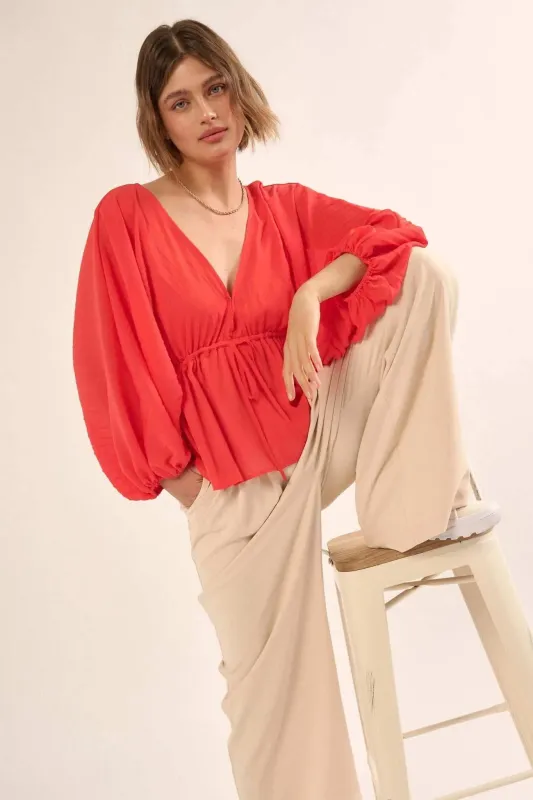 Made for Love Accordion Pleated Kimono Blouse sold by Promesa