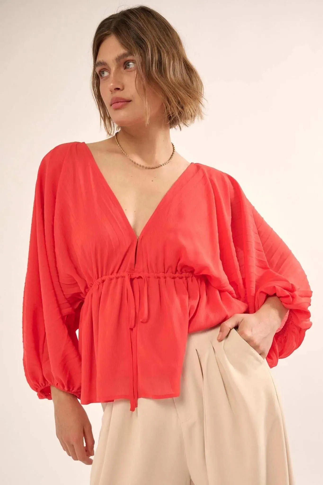 Made for Love Accordion Pleated Kimono Blouse sold by Promesa product image thumbnail 4