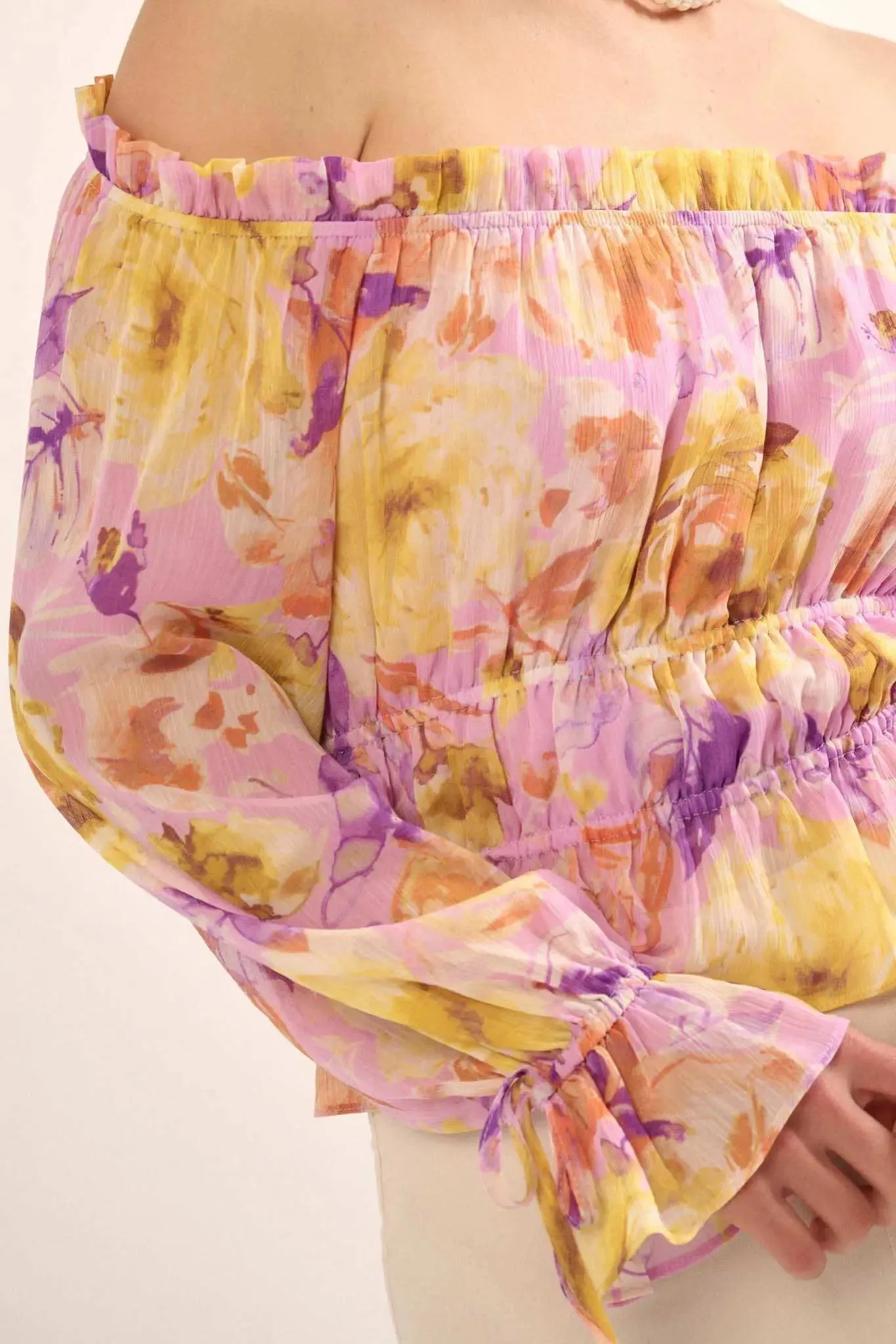 Violet Hour Floral Chiffon Off-Shoulder Peasant Top sold by Promesa product image thumbnail 4