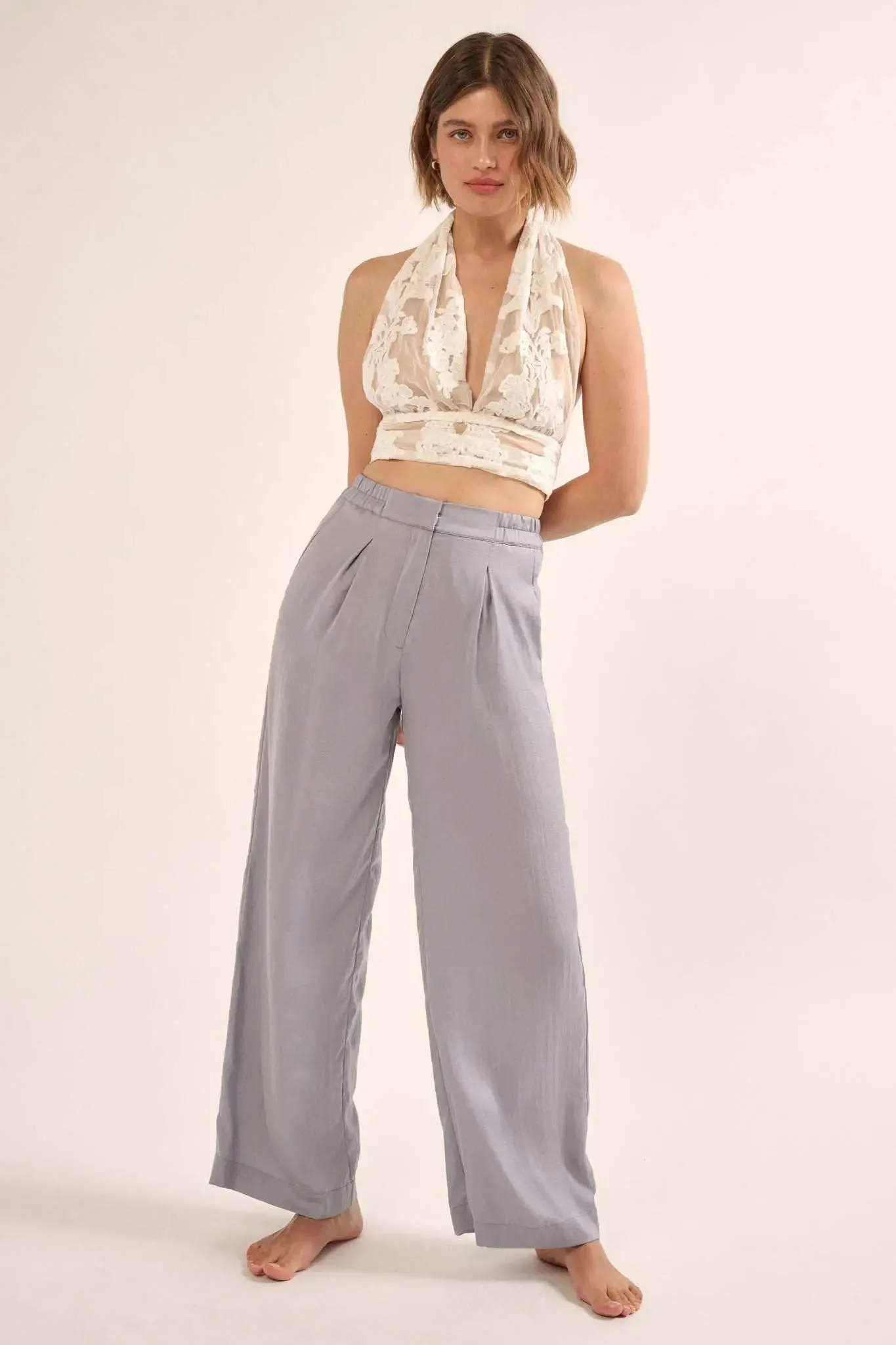 Sweet Sonata Embroidered Lace Cropped Halter Top sold by Promesa product image thumbnail 5
