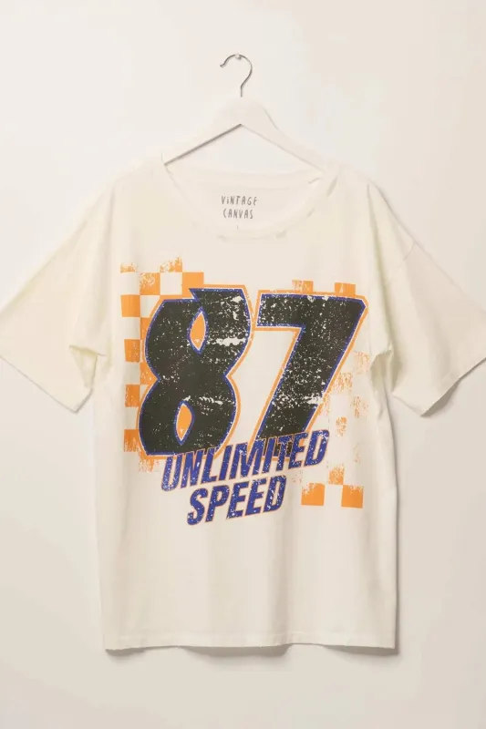 Unlimited Speed Racing Distressed Graphic Tee sold by Promesa