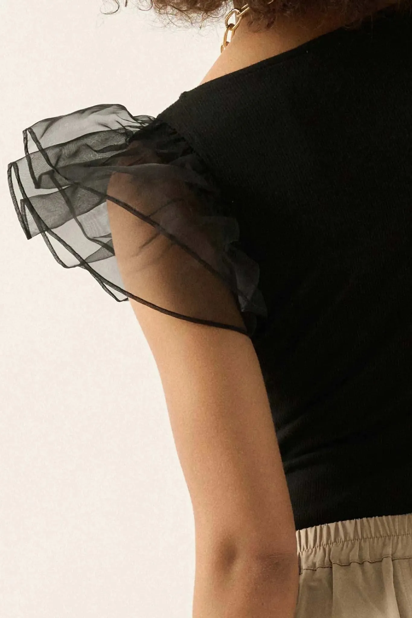 Angel Eyes Ruffle Sleeve Rib-Knit Bodysuit sold by Promesa product image thumbnail 2