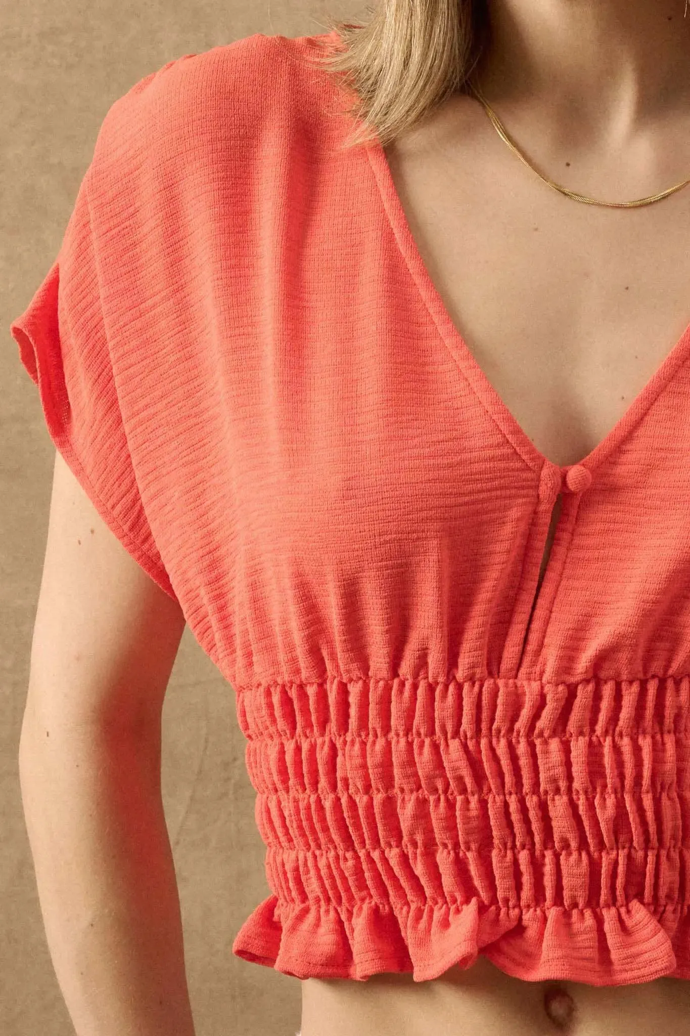 Set Yourself Free Smocked Kimono-Sleeve Crop Top sold by Promesa product image thumbnail 3