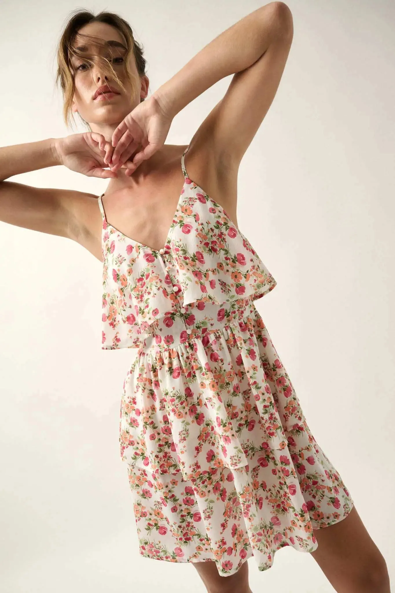 Love Me Lots Floral Tiered Flounce Mini Dress sold by Promesa product image thumbnail 2