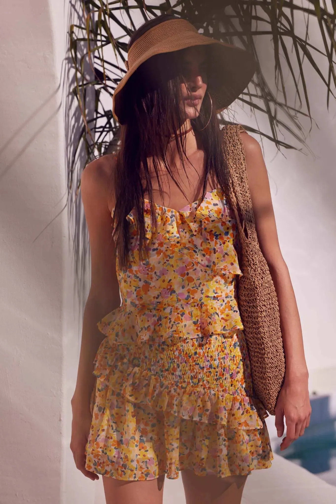 Sun Lover Smocked Floral Chiffon Ruffled Mini Skirt sold by Promesa product image thumbnail 2