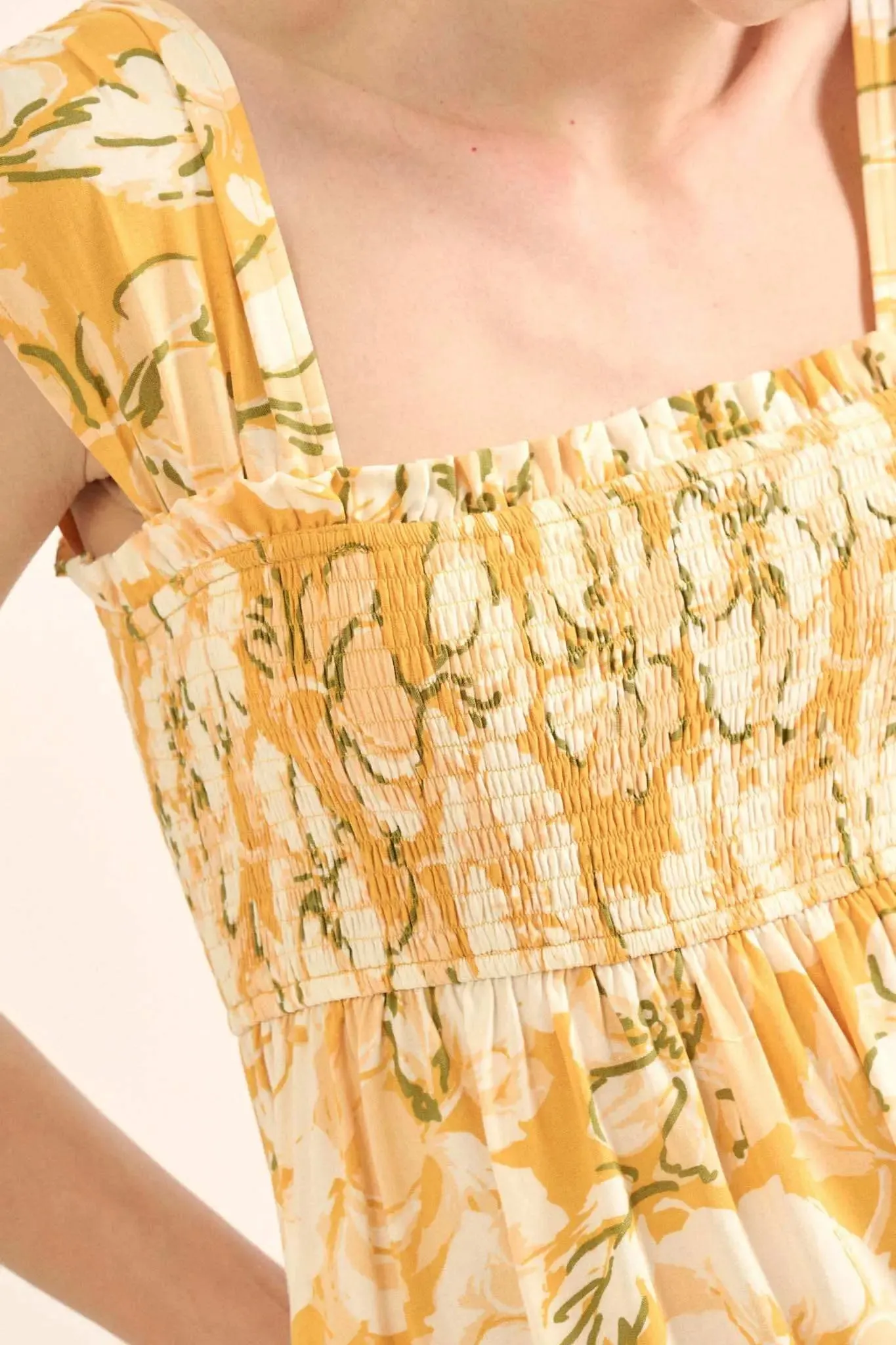 Catch the Sun Smocked Floral Peplum Tank Top sold by Promesa product image thumbnail 4