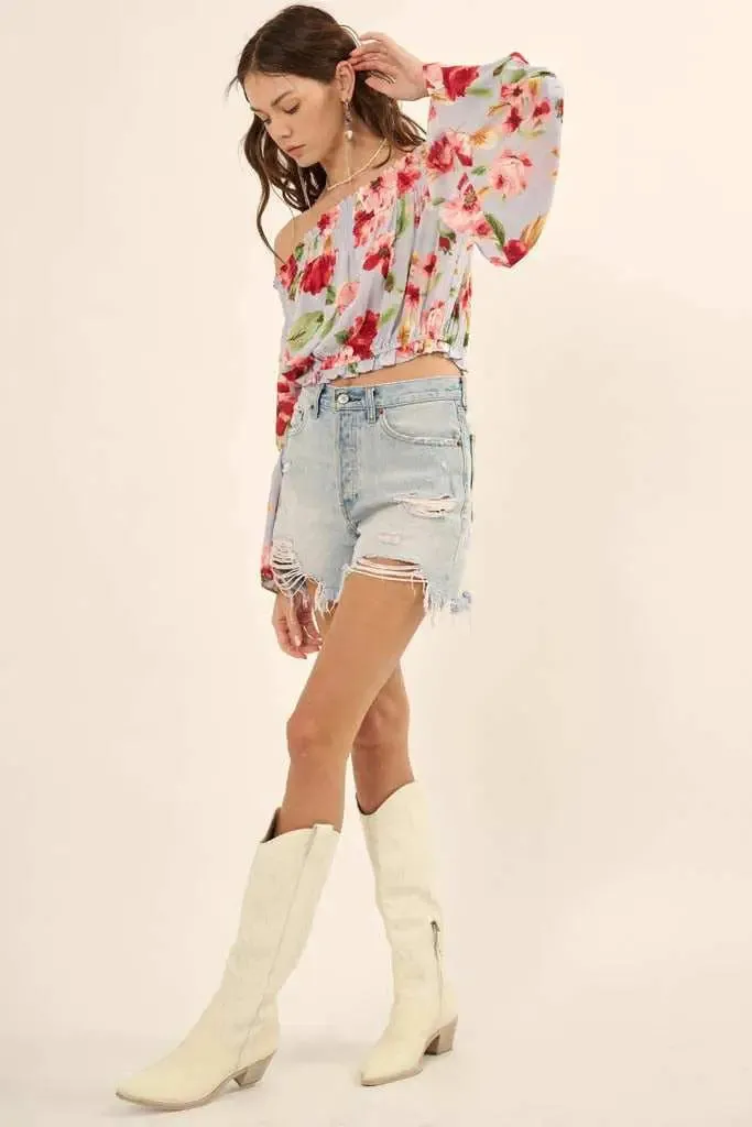 Lush Life Floral Off-Shoulder Bell-Sleeve Top sold by Promesa product image thumbnail 5