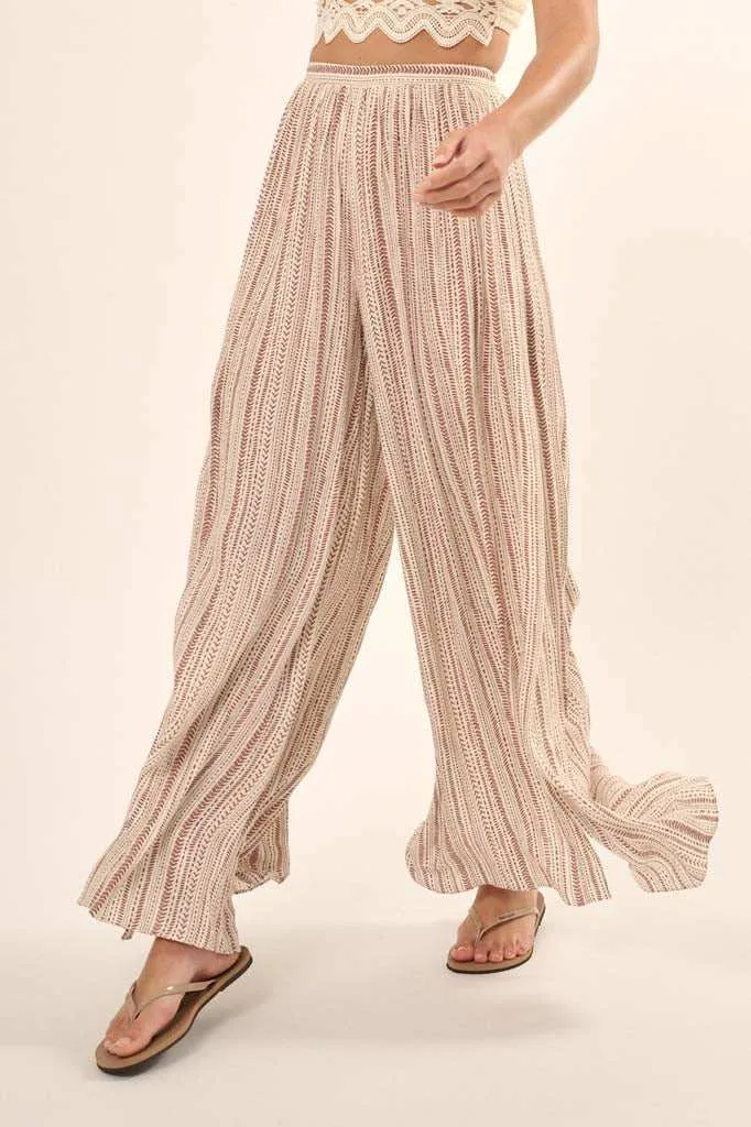 Journey Begins Geo-Print Wide-Leg Split Pants sold by Promesa product image thumbnail 3