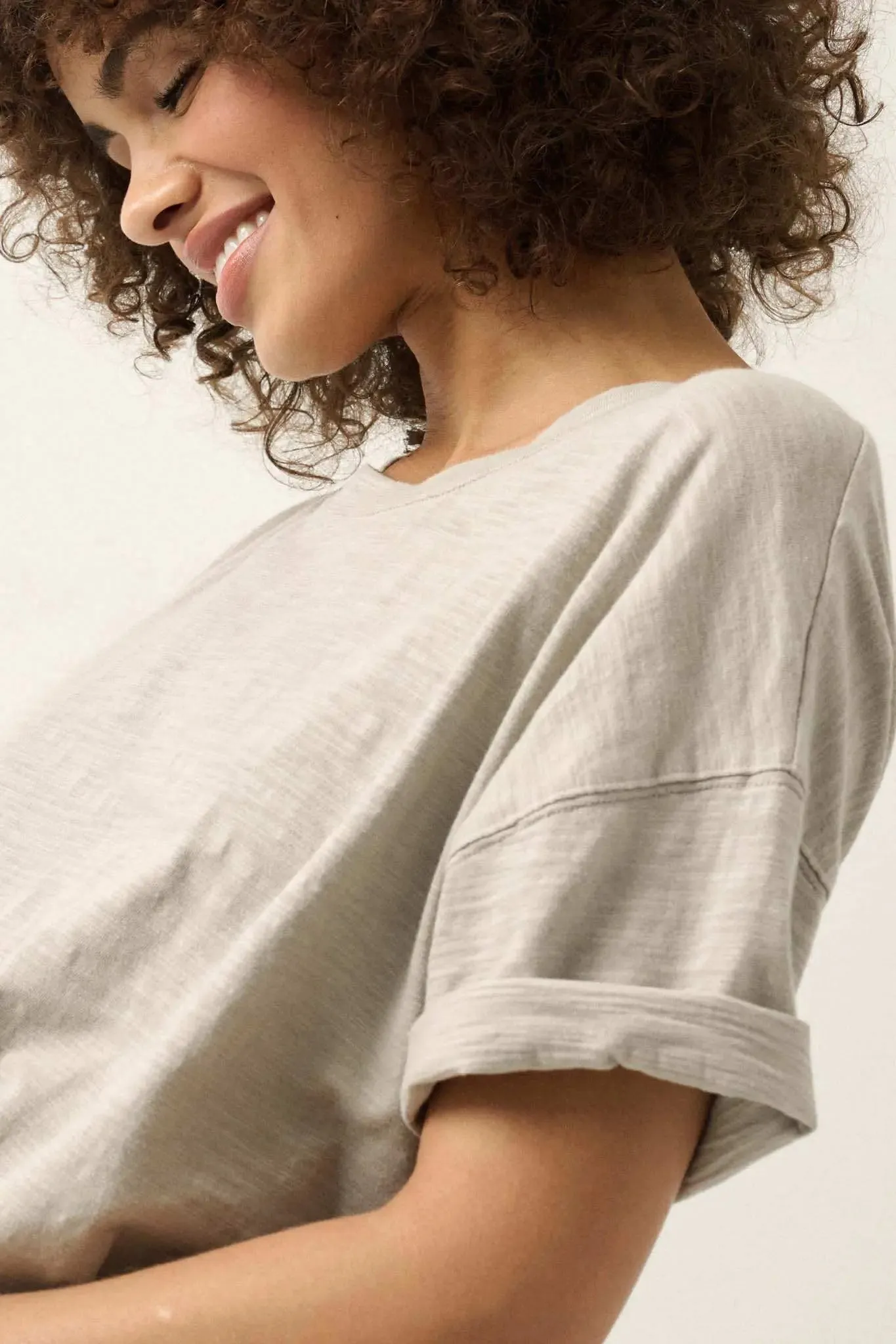 Easy Fit Vintage-Wash Slub Cotton T-Shirt Bodysuit sold by Promesa product image thumbnail 4
