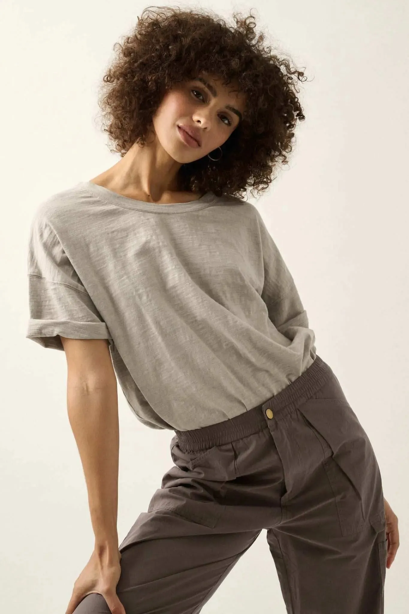 Easy Fit Vintage-Wash Slub Cotton T-Shirt Bodysuit sold by Promesa product image thumbnail 5