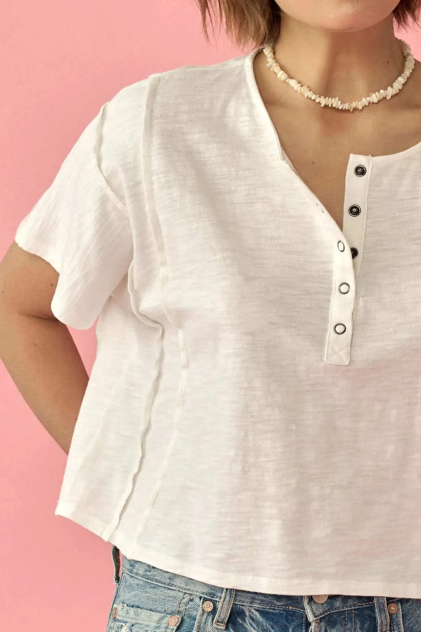 Easy Fit Vintage-Wash Slub Cotton Henley Tee sold by Promesa product image thumbnail 2