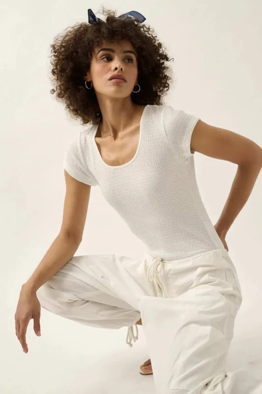 Promise the Label Smocked Jersey Scoop Bodysuit sold by Promesa