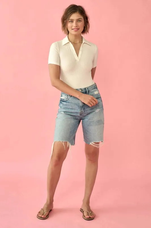 Promise the Label Rib-Knit Polo Bodysuit sold by Promesa