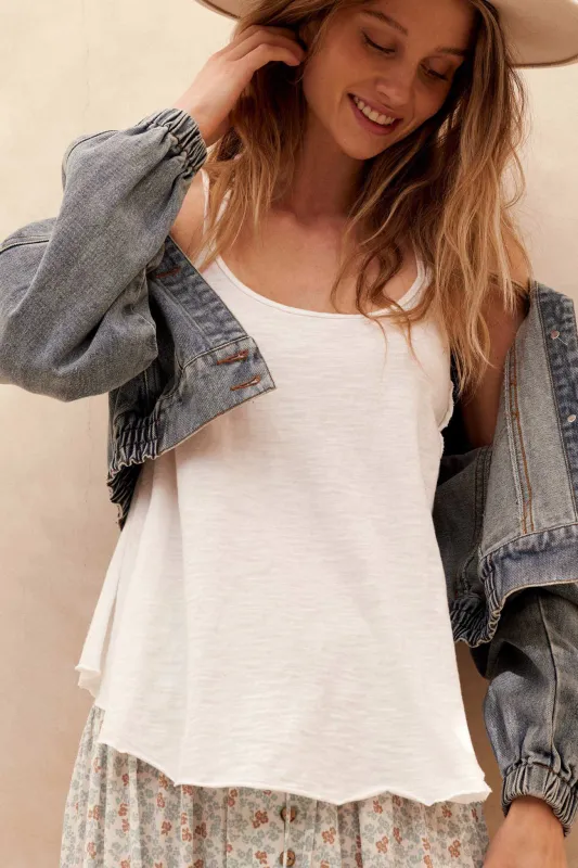 Easy Fit Vintage-Wash Slub Cotton Strappy Tank Top made by Promesa