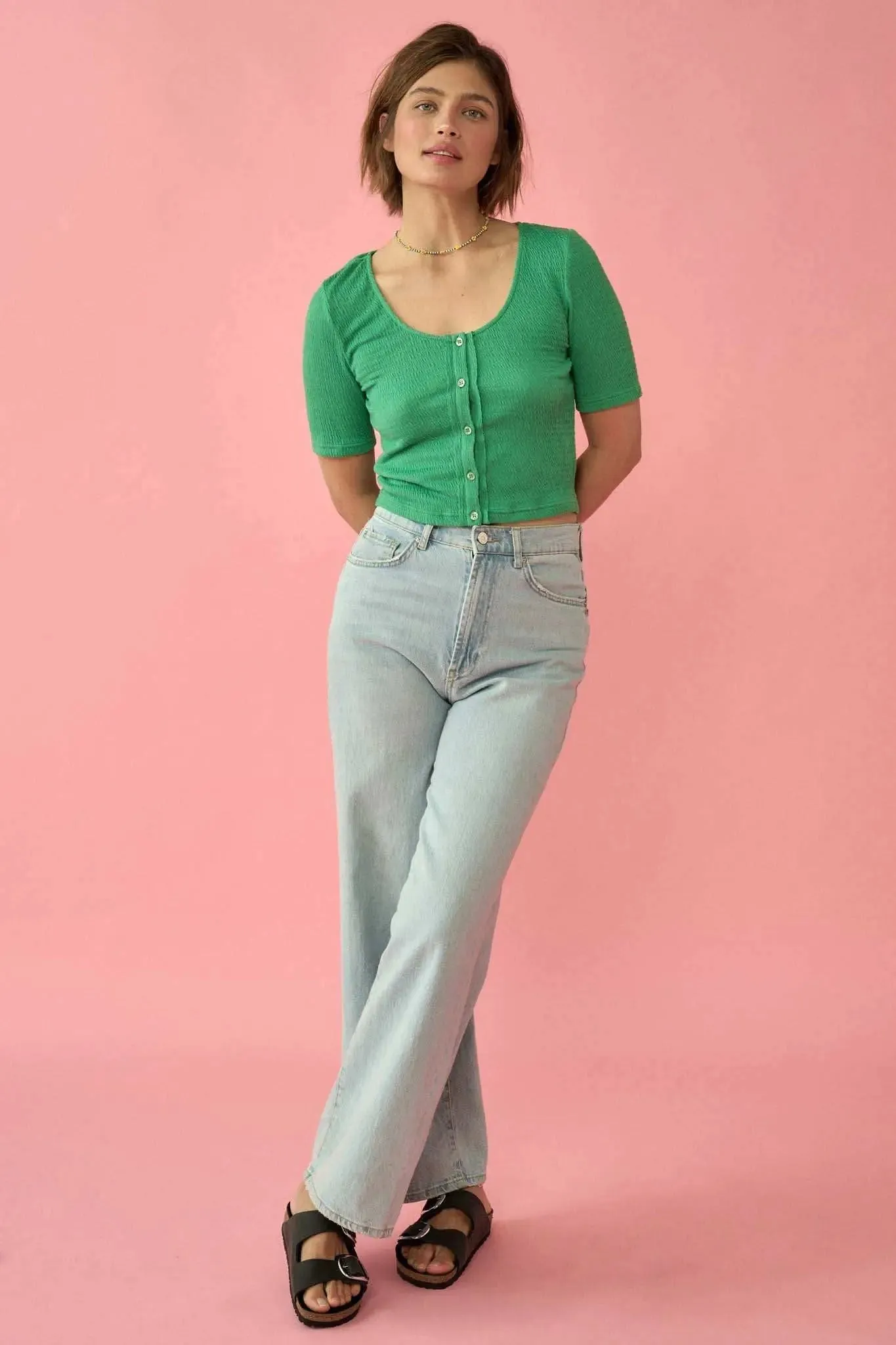 Promise the Label Smocked Jersey Button-Up Top sold by Promesa product image thumbnail 4