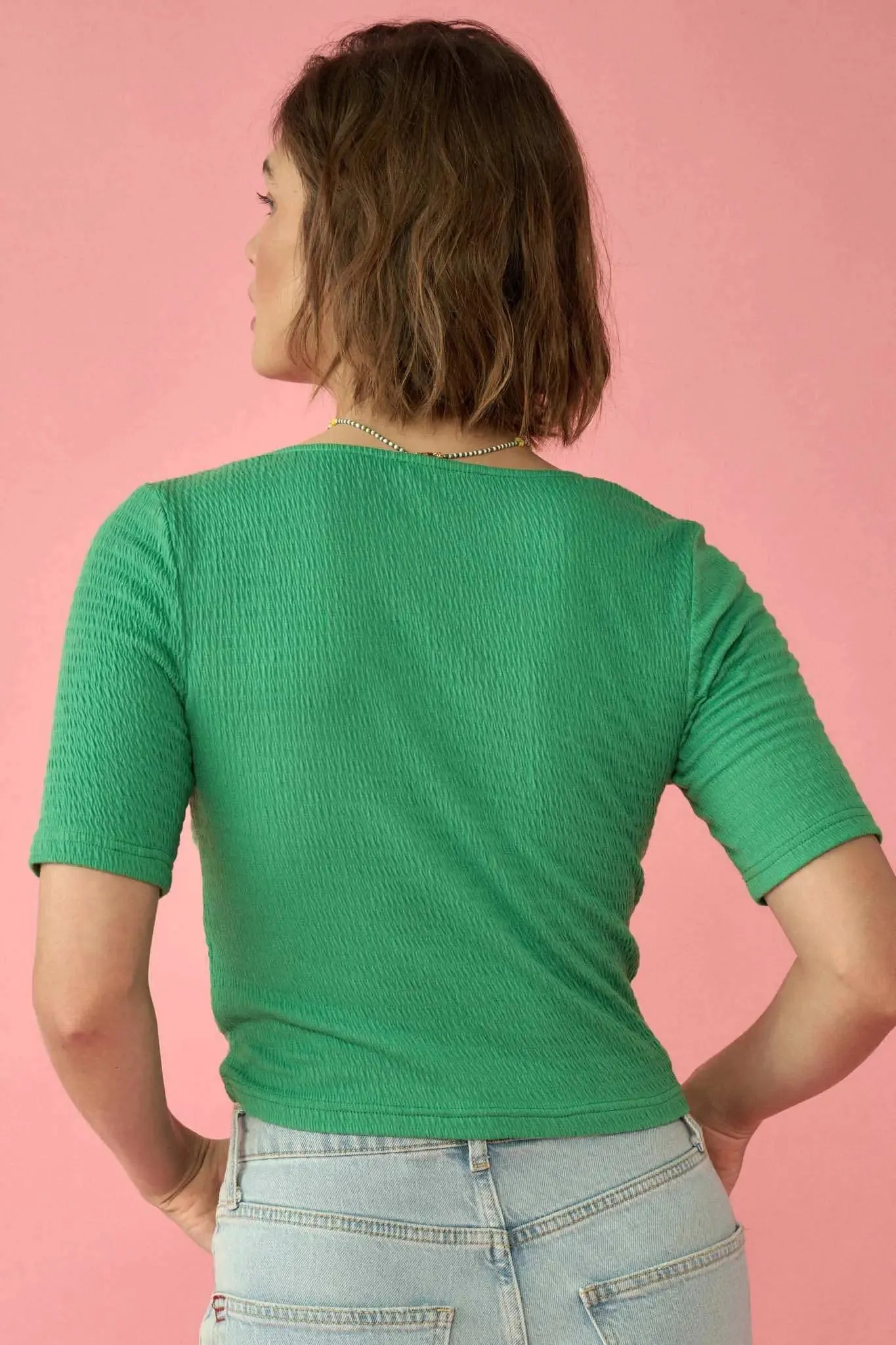 Promise the Label Smocked Jersey Button-Up Top sold by Promesa product image thumbnail 5