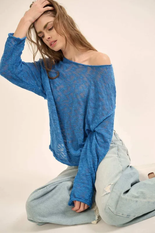 All the Feels Burnout Knit Roll-Neck Sweater sold by Promesa