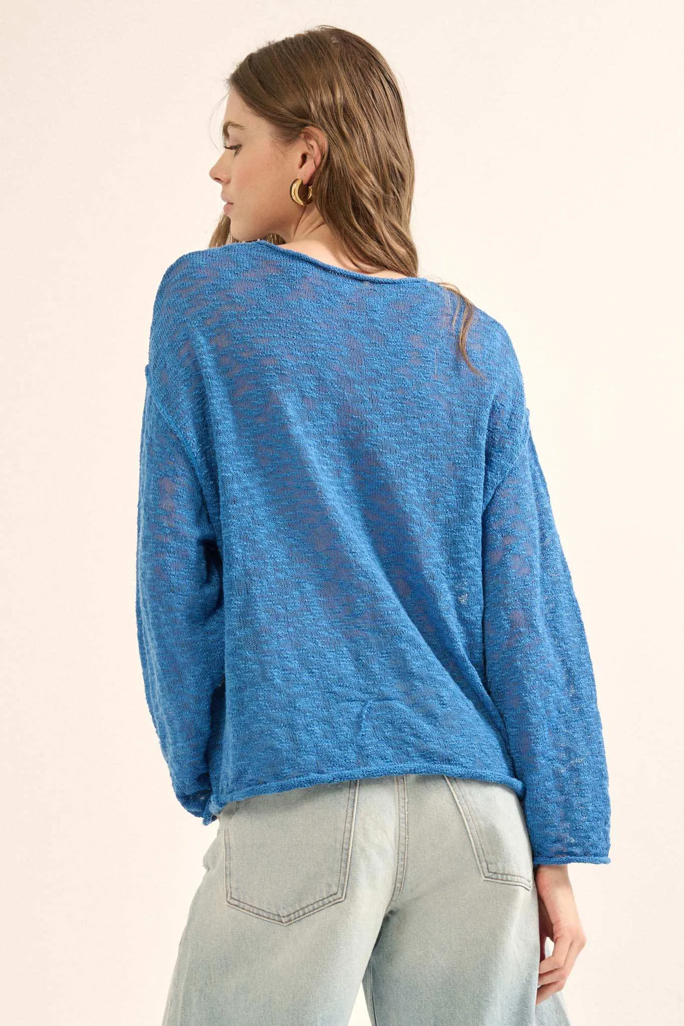 All the Feels Burnout Knit Roll-Neck Sweater sold by Promesa product image thumbnail 5