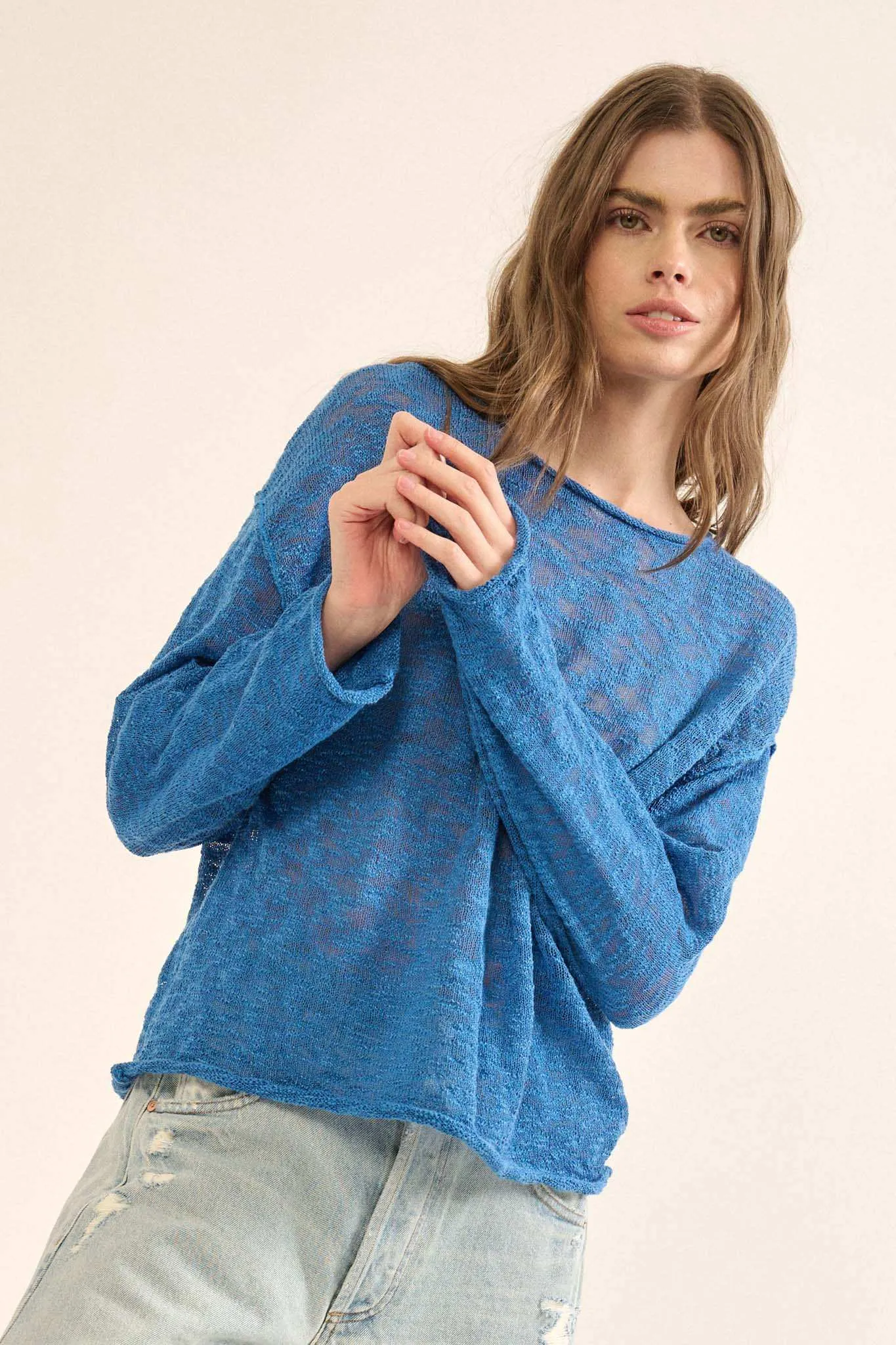 All the Feels Burnout Knit Roll-Neck Sweater sold by Promesa product image thumbnail 3