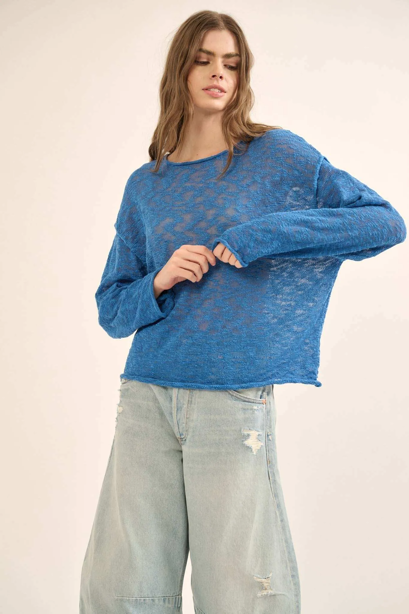 All the Feels Burnout Knit Roll-Neck Sweater sold by Promesa product image thumbnail 4