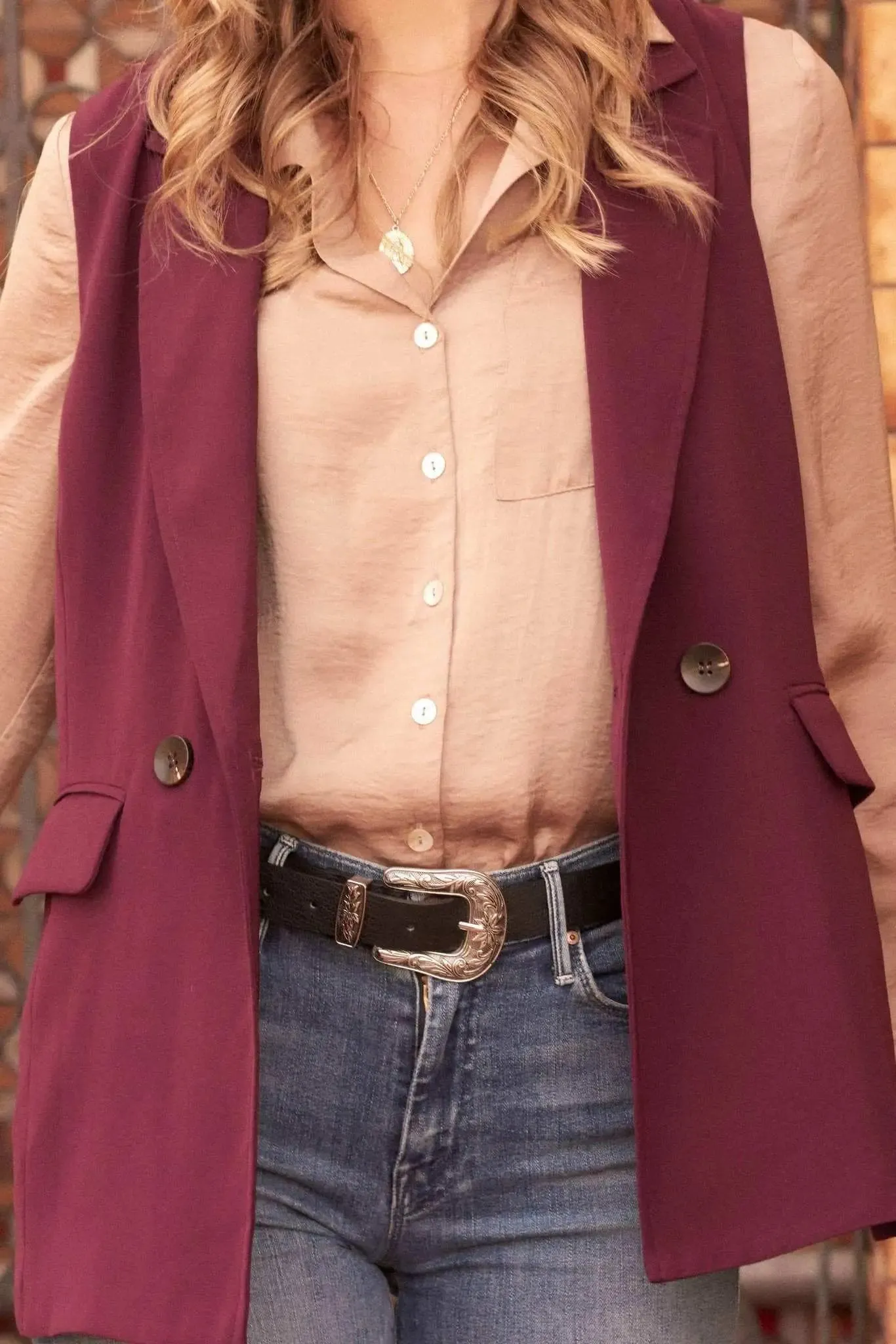 Sound Investment Double-Breasted Blazer Vest sold by Promesa