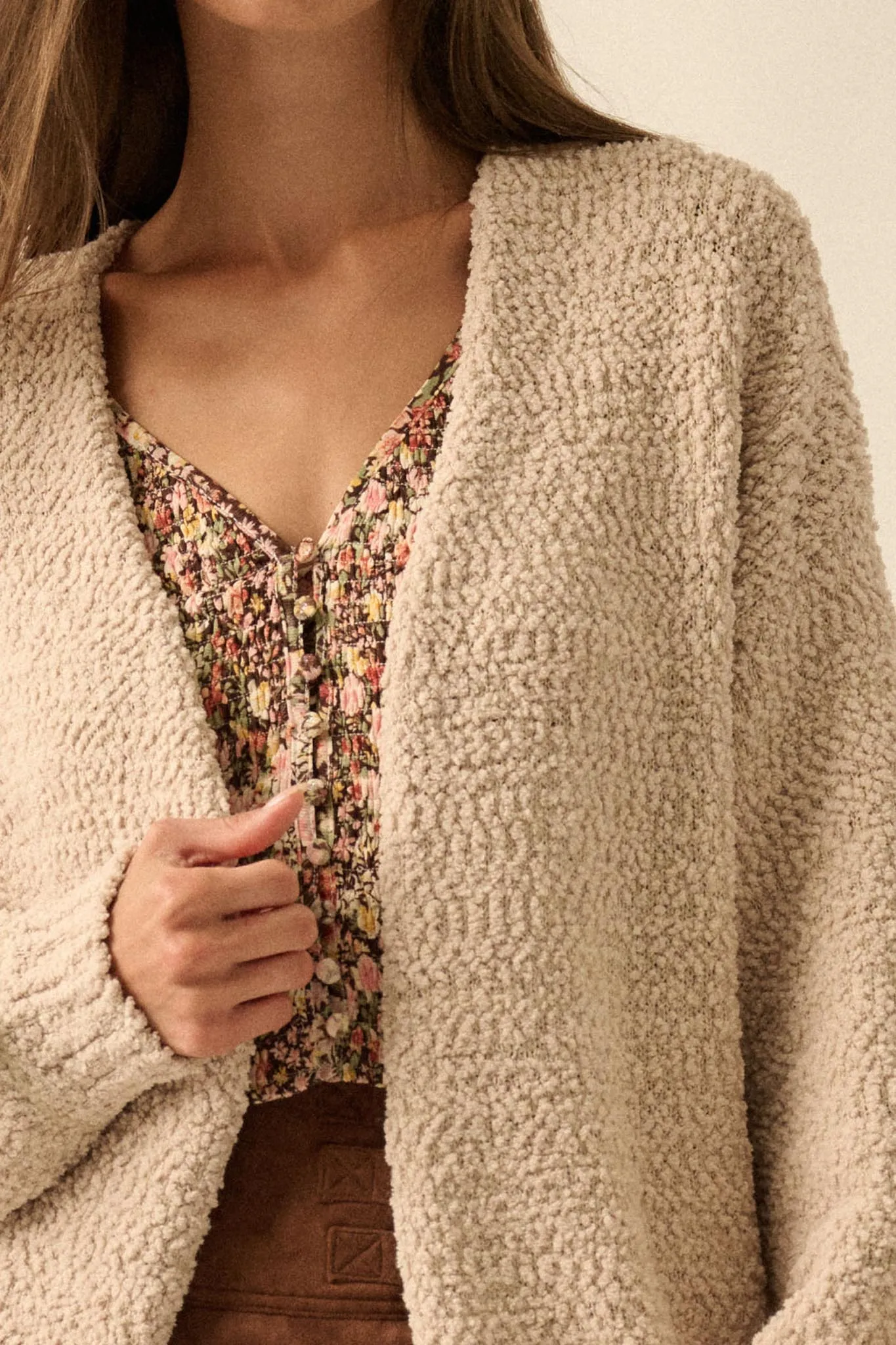 In My Feelings Textured Knit Open-Front Cardigan sold by Promesa product image thumbnail 4