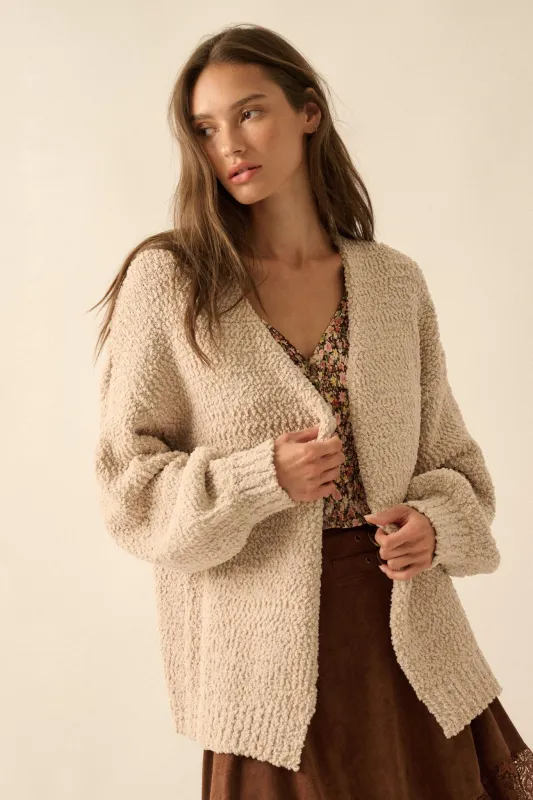 In My Feelings Textured Knit Open-Front Cardigan sold by Promesa