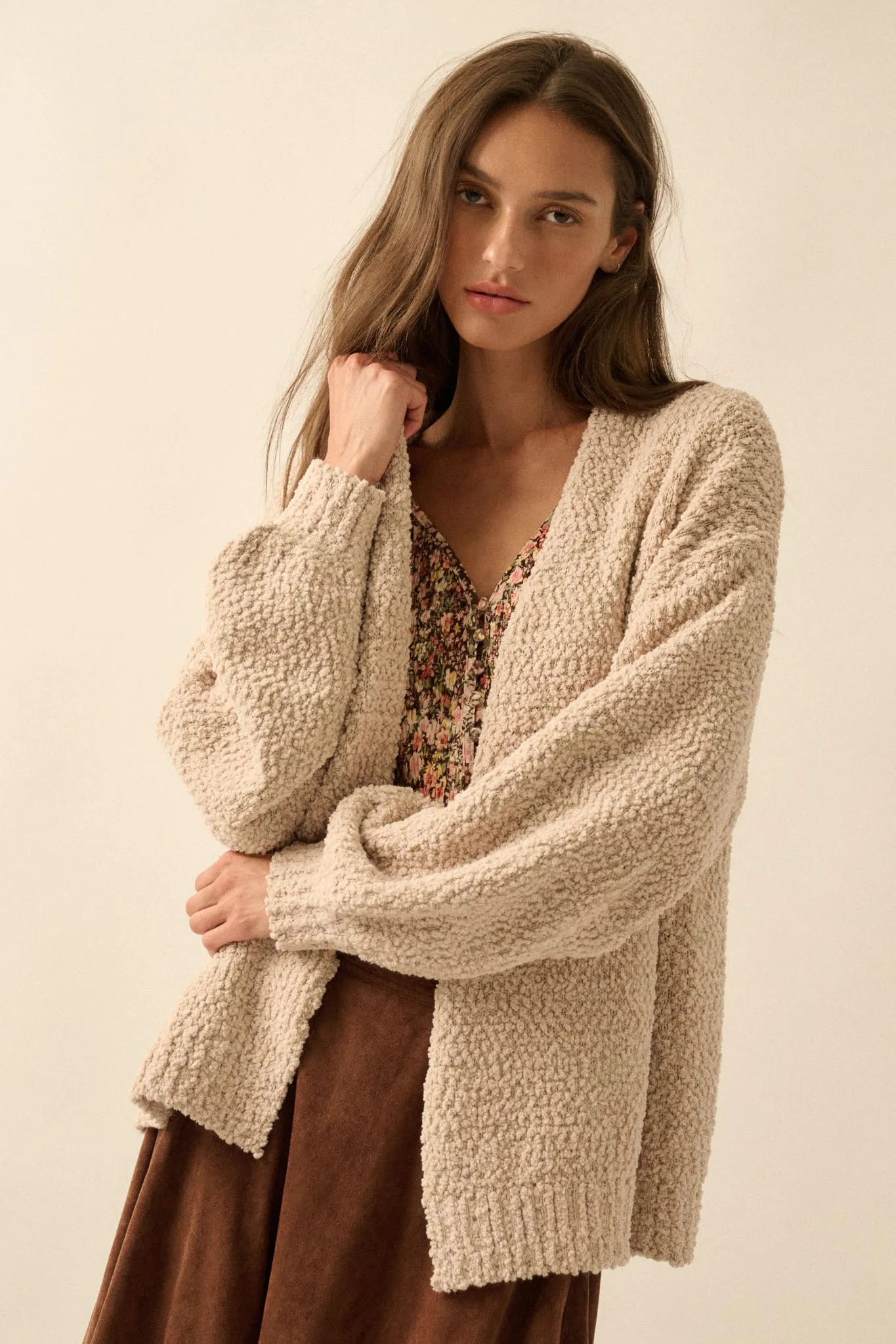 In My Feelings Textured Knit Open-Front Cardigan sold by Promesa product image thumbnail 5