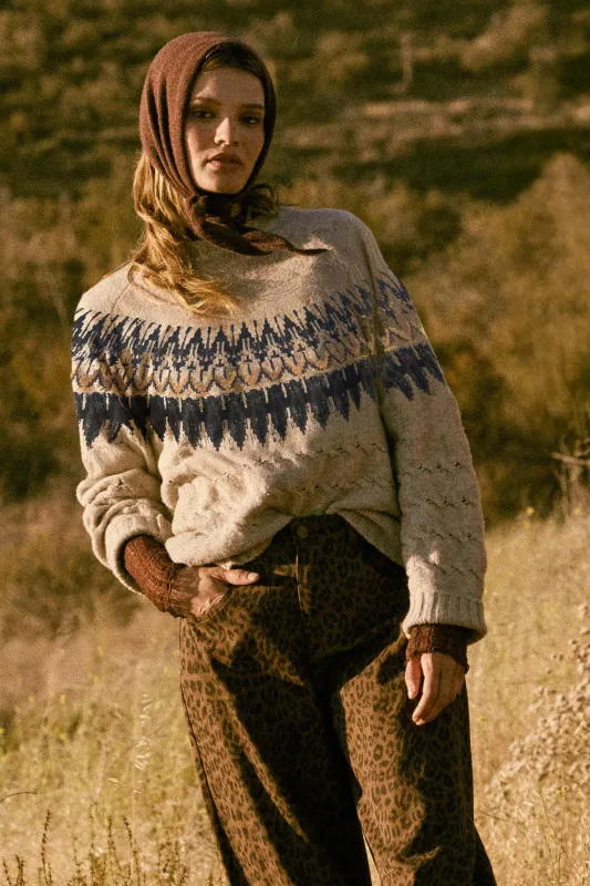 Misty Moors Fair Isle Cable Knit Sweater sold by Promesa